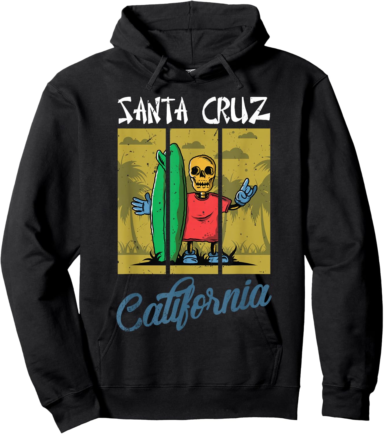 Old School Skater Santa Cruz California Skateboard Hoodie - Hoodie | Black