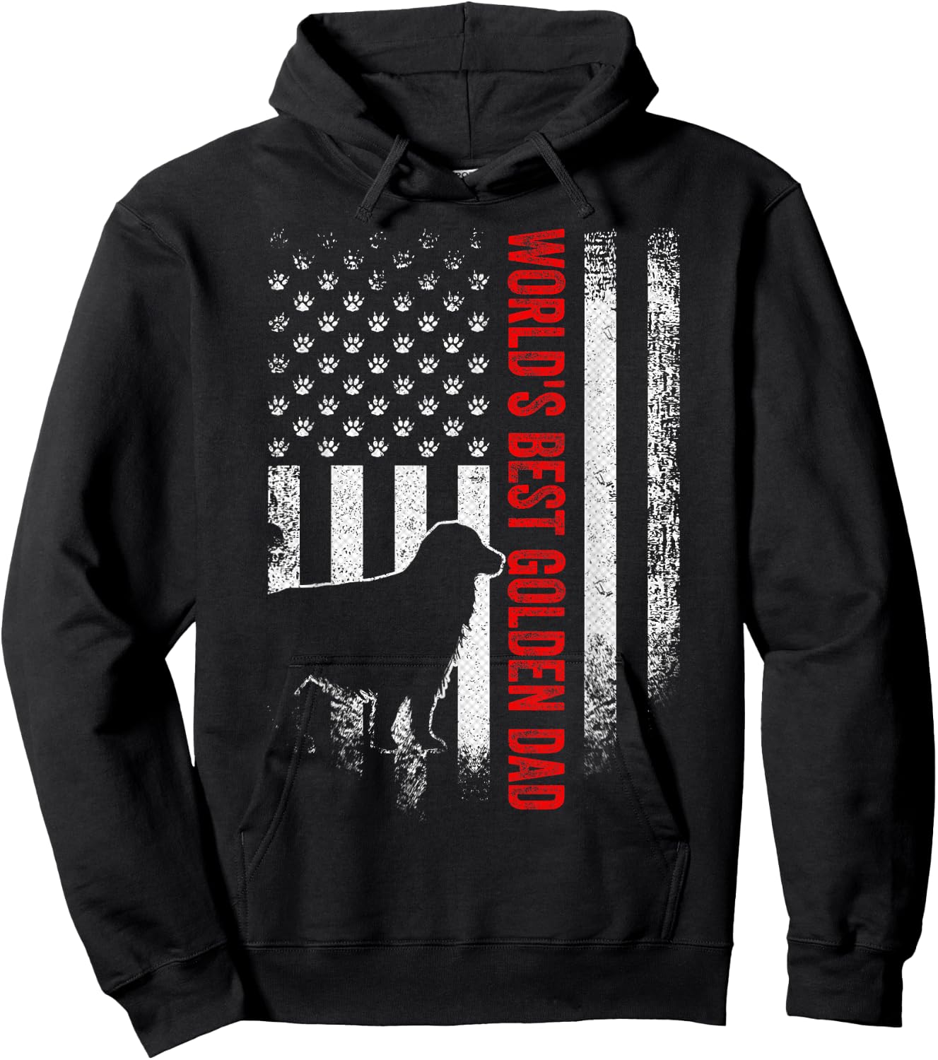 Vintage American Flag World's Best Golden Retriever Dad Gift Hoodie - Hoodie | Black