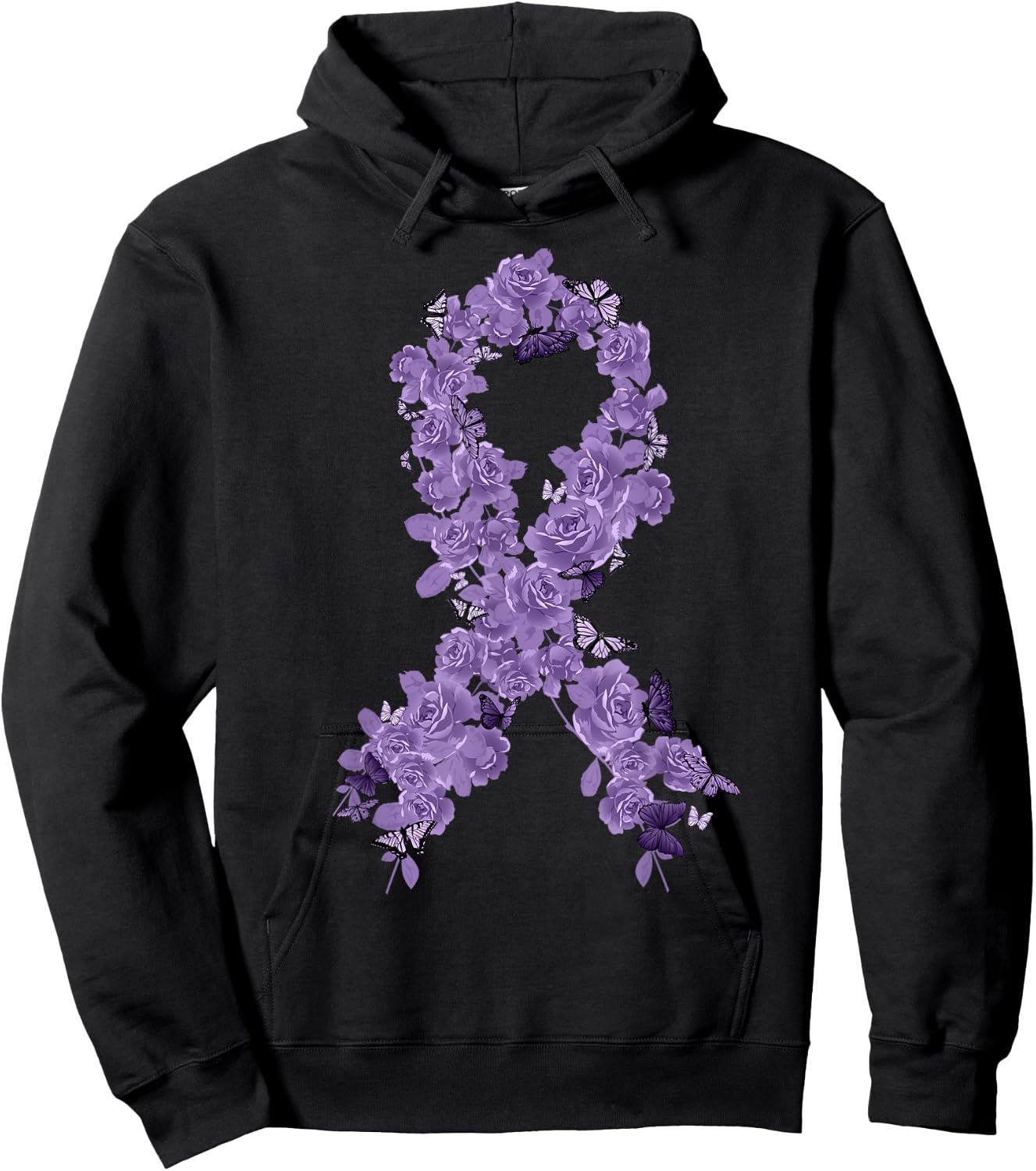 Lavender Ribbon All Cancer Awareness Hoodie - Hoodie | Black