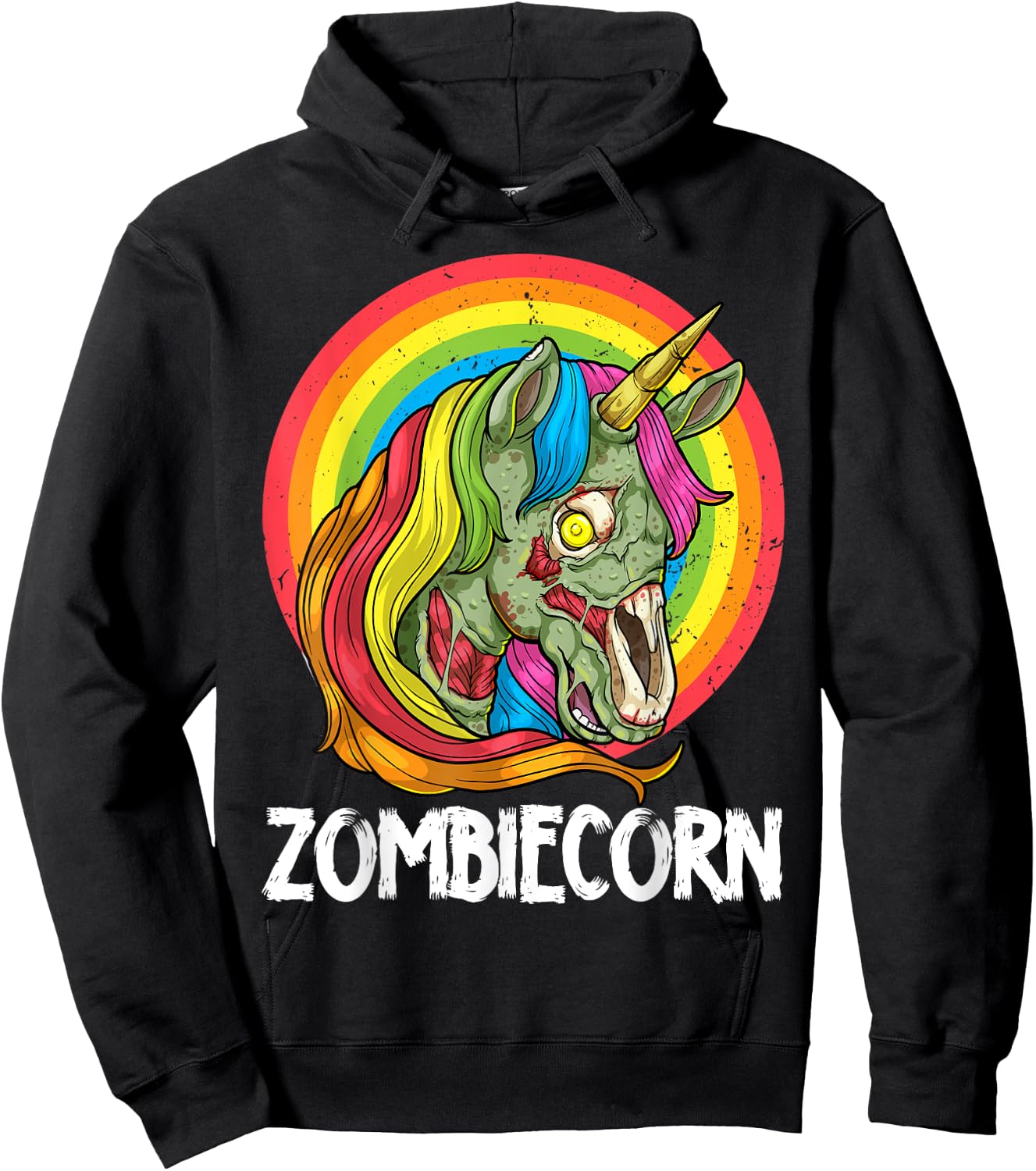Zombiecorn Zombie Unicorn Halloween Costume Rainbow Undead Hoodie - Hoodie | Black