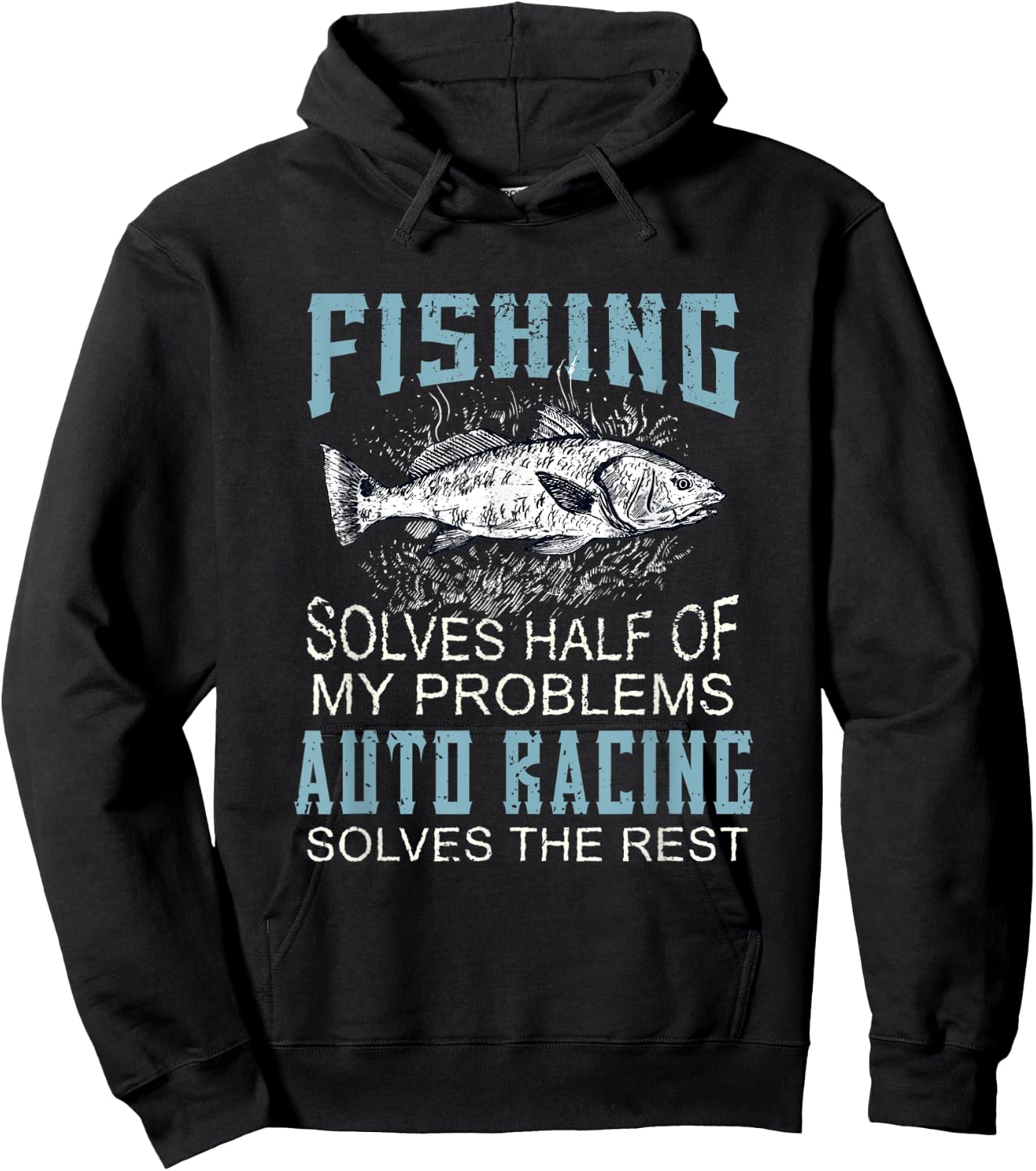 Solves Half Of My Problems Fishing Car Racing Fish Hoodie - Hoodie | Black