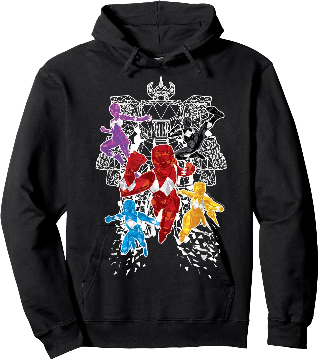 Power Rangers Morphin' Time Group Polygons Outline Hoodie - Hoodie | Black