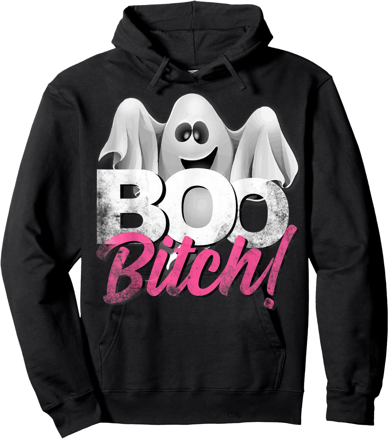 Boo Bitch Halloween humor distressed style Hoodie - Hoodie | Black