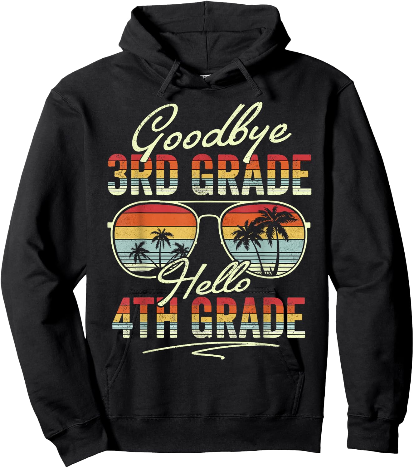 Vintage Goodbye 3rd Grade Hello 4th Grade Summer Student Kid Hoodie - Hoodie | Black