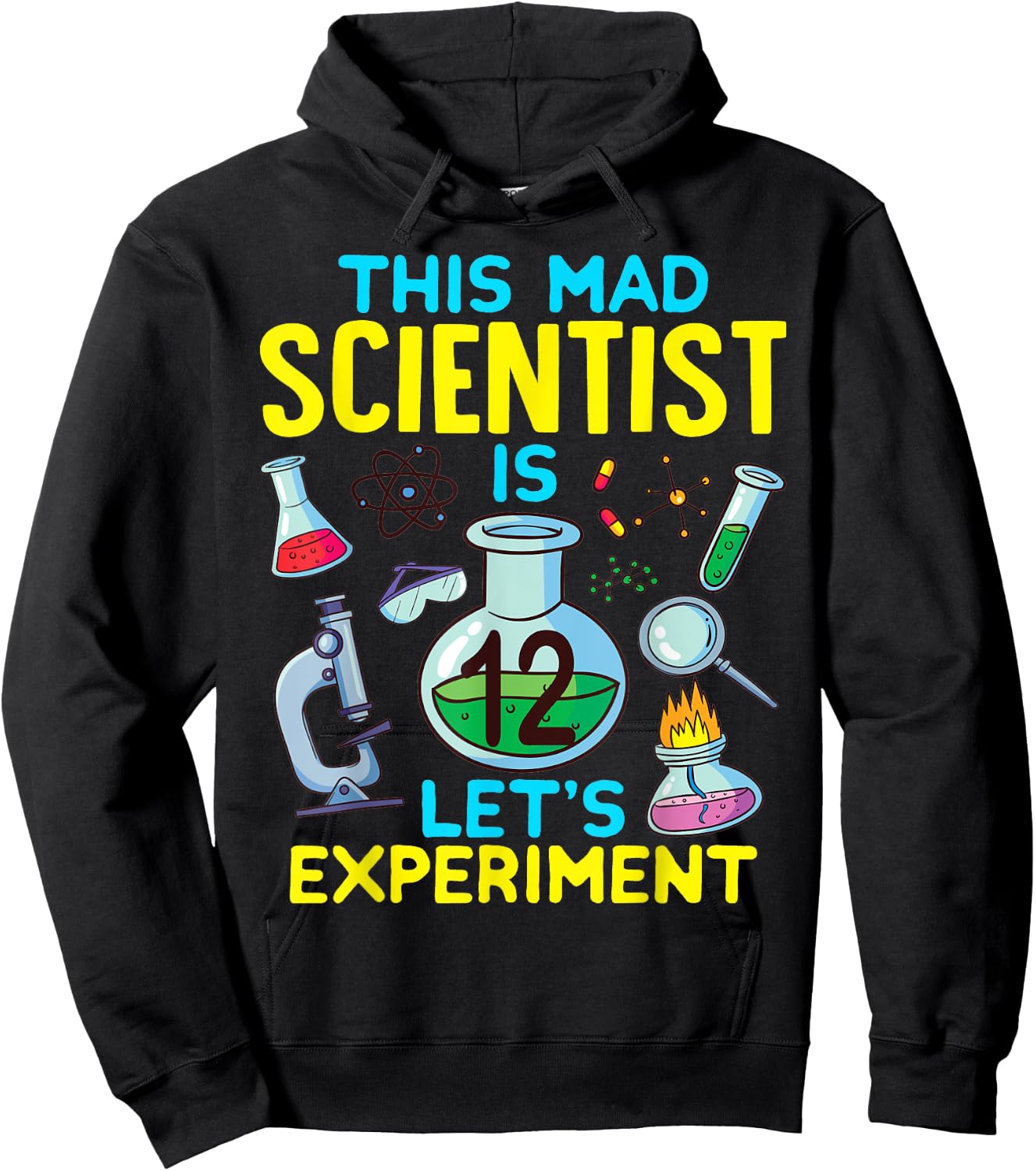 12th Birthday This Mad Scientist Is 12 Let's Experiment Hoodie - Hoodie | Black