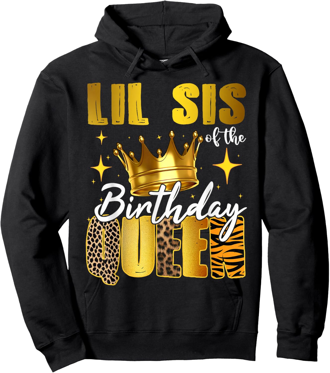 Lil Sister Of The Birthday Queen Women Bday Party Gift Hoodie - Hoodie | Black