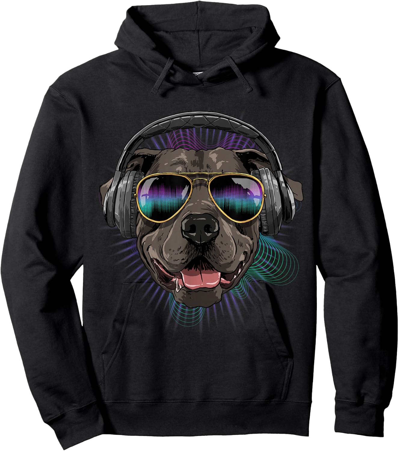 Music Pit Bull Dj With Headphones Musical Dog Lovers Hoodie - Hoodie | Black