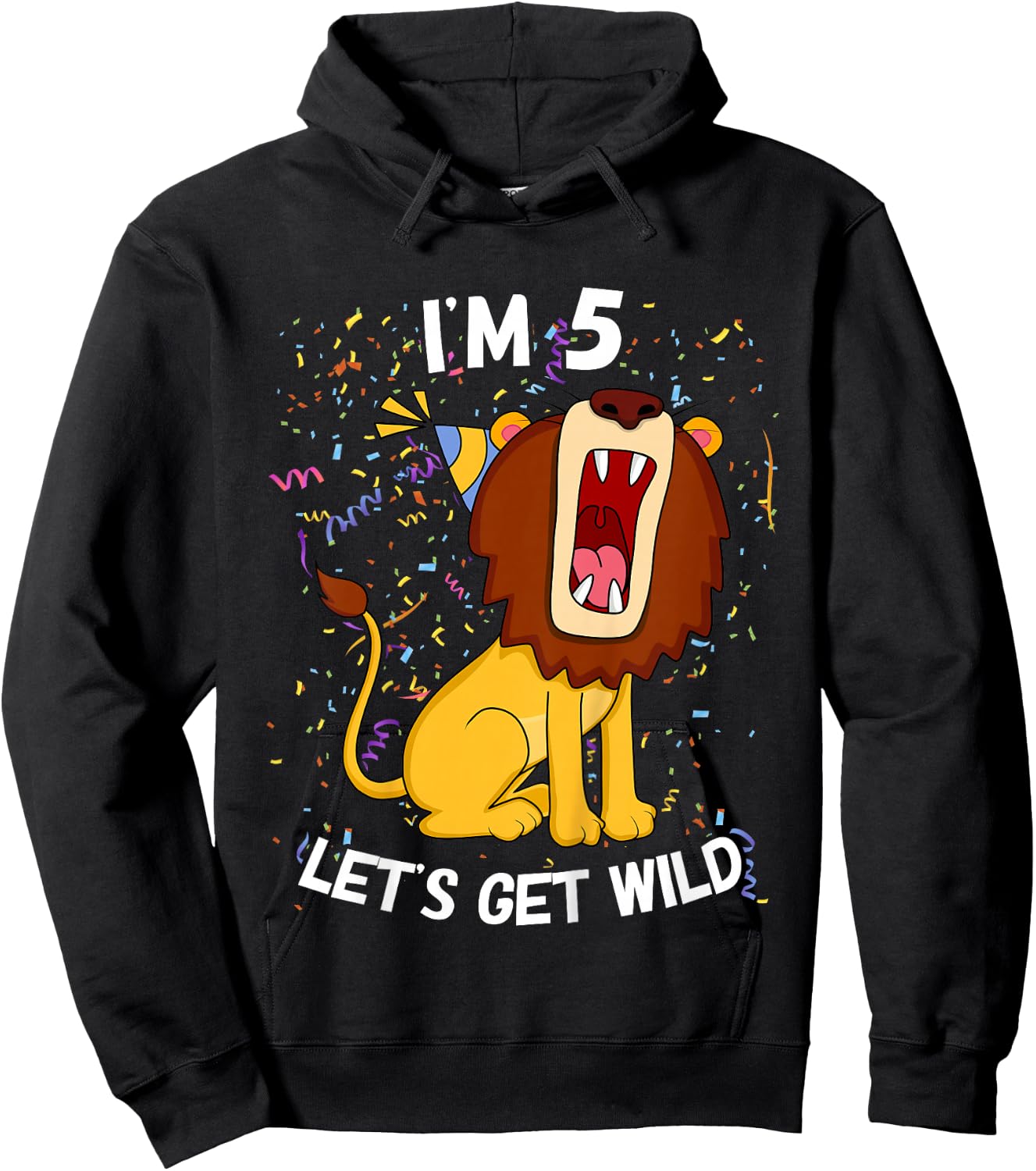 Kids 5 Year Old 5th Birthday Party Lion Hoodie - Hoodie | Black