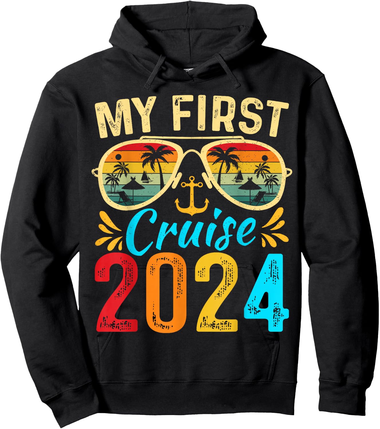 My First 2024 Cruise Trip Kids Vacation Matching Family Ship Hoodie - Hoodie | Black