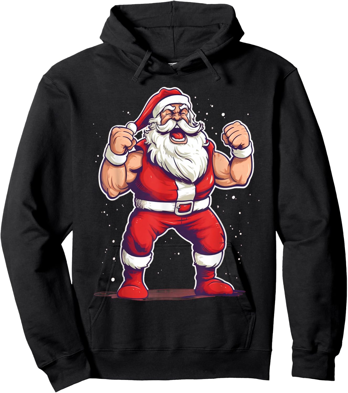 Wrestling Santa Funny Christmas Wrestler Workout Gym Xmas Hoodie - Hoodie | Black