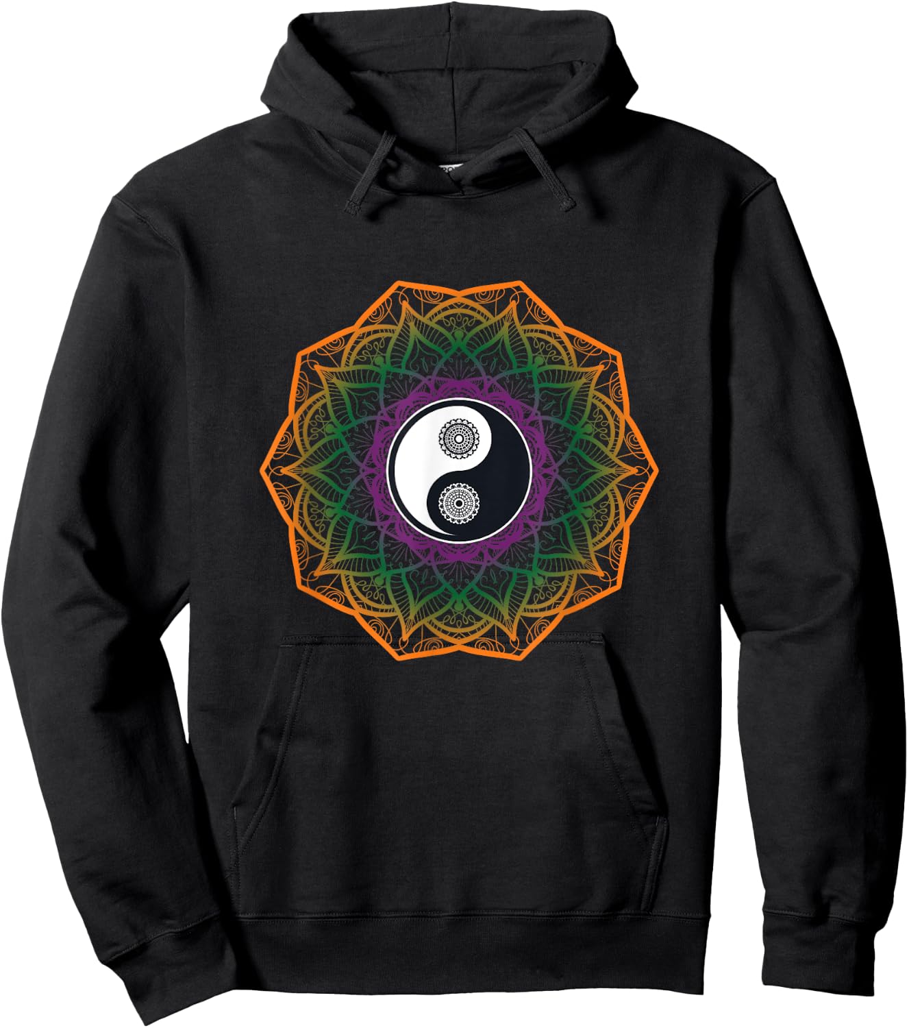 Mandala Yin And Yang Sanskrit Chinese Asian Harmony Hoodie - Hoodie | Black