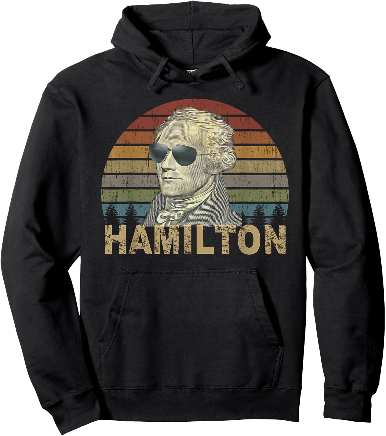 Retro Style Hamilton shirt Wearing Sunglasses Hoodie - Hoodie | Black