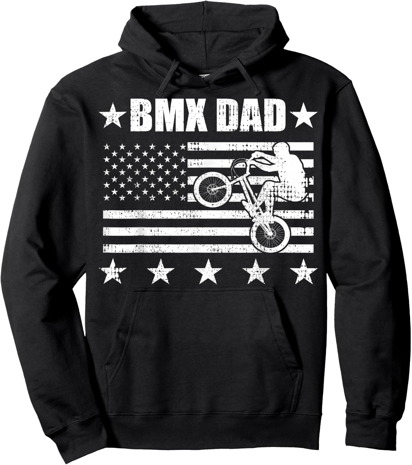BMX DAD American Flag Vintage Fathers Day Retro USA Kids Men Hoodie - Hoodie | Black