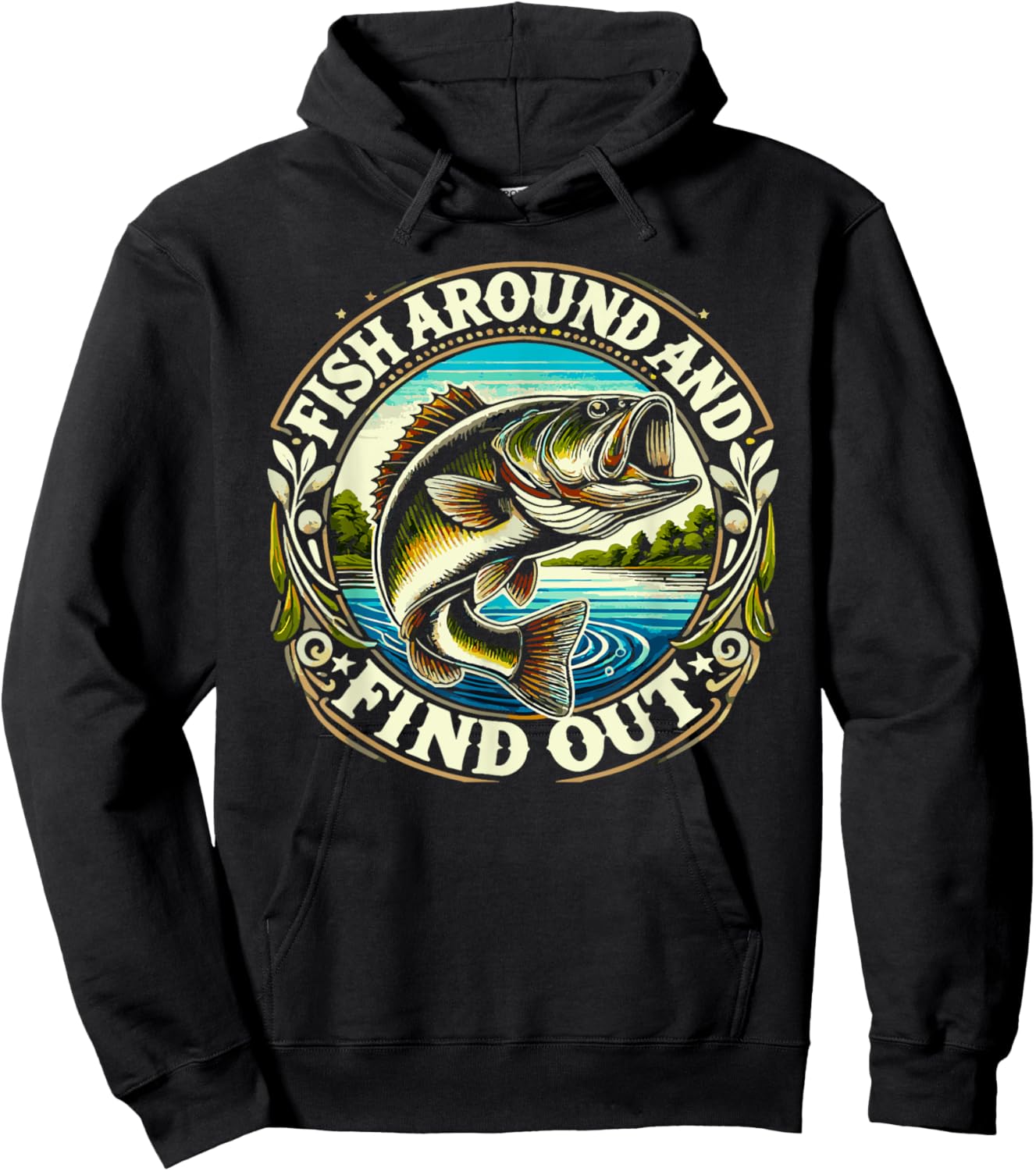 Fish Around And Find Out Funny Fishing Bass Dad Hoodie - Hoodie | Black