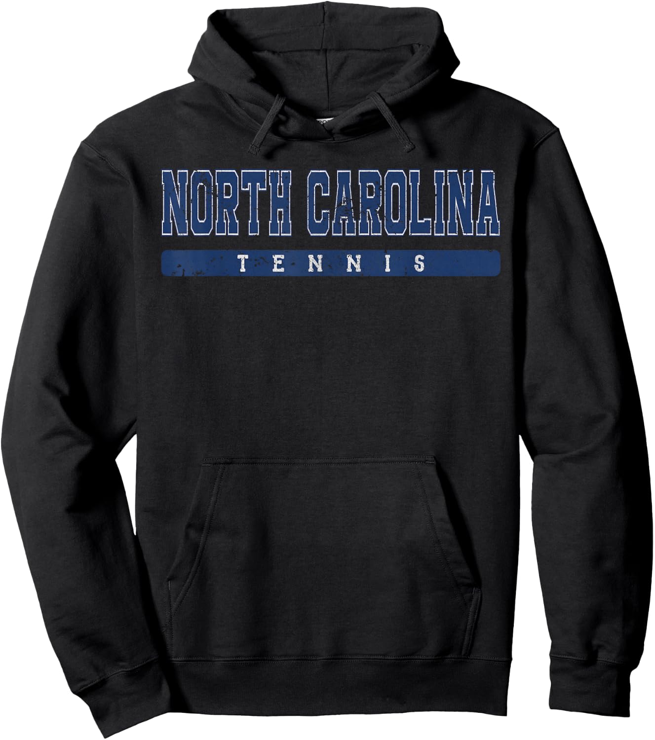 North Carolina Tennis Blue Vintage Text Hoodie - Hoodie | Black
