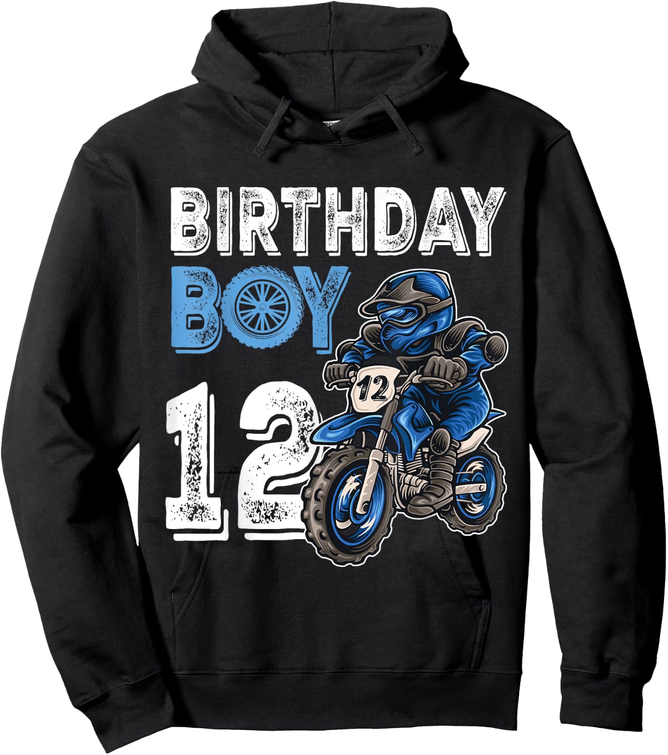 Motocross MX 12th Gift 12 Year Old Dirt Bike Birthday Party Hoodie - Hoodie | Black