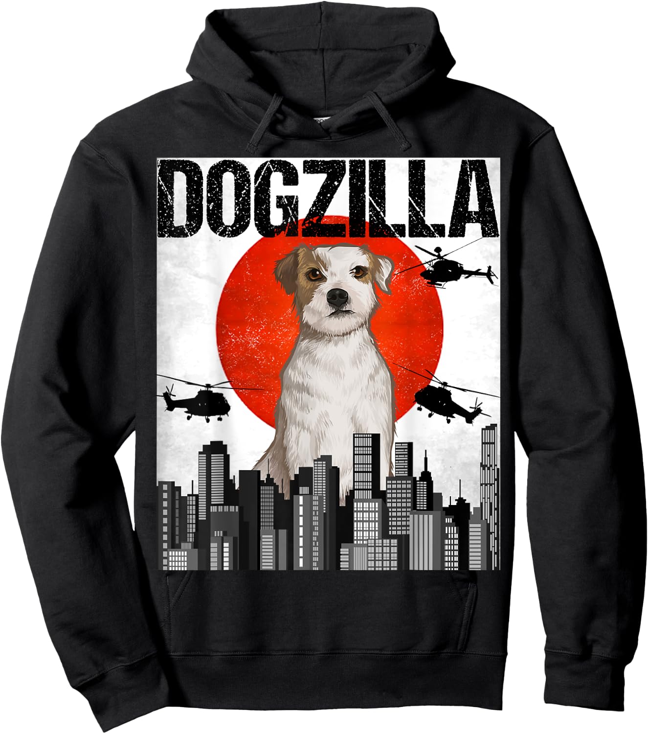 Funny Vintage Japanese Dogzilla Parson Russell Terrier Hoodie - Hoodie | Black
