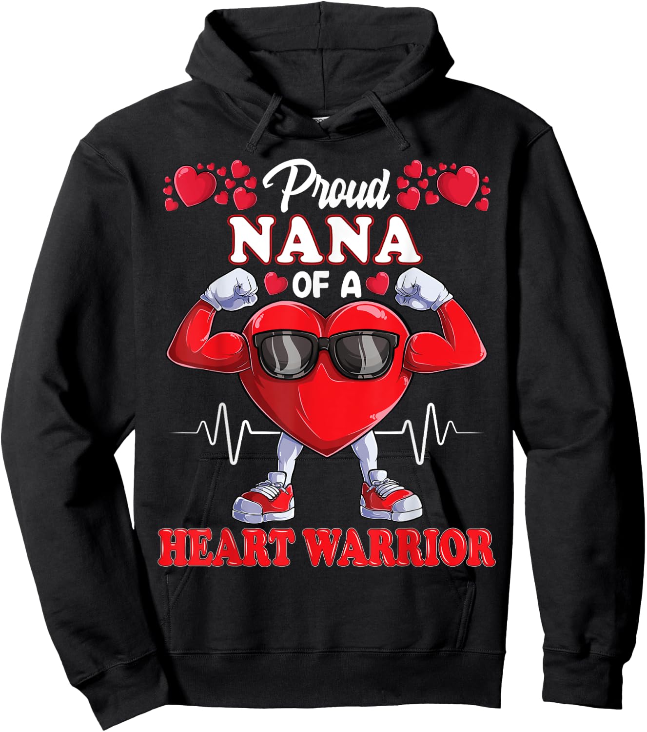 Proud Nana of a Heart Warrior CHD Awareness Hoodie - Hoodie | Black