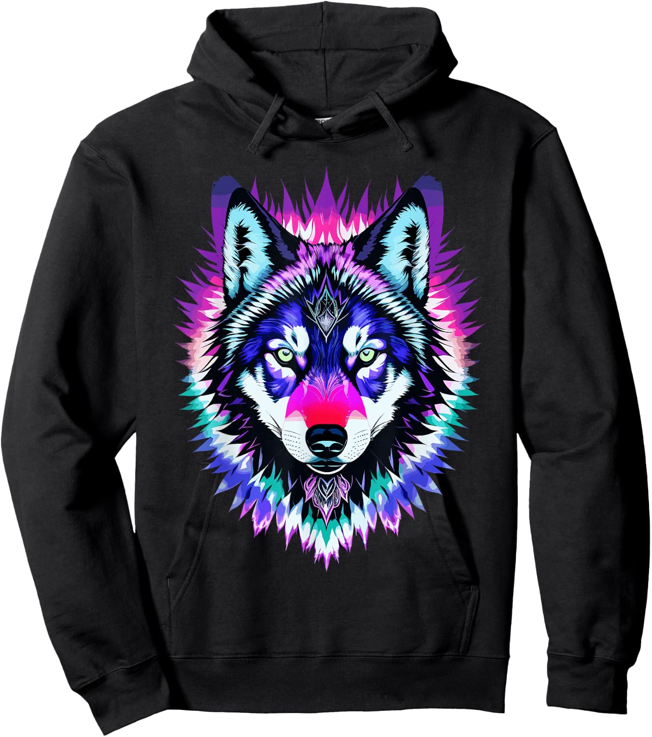 Tie-Dye Wolf Hoodie - Hoodie | Black