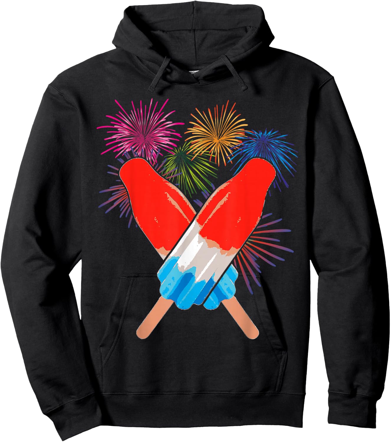 Memorial Day 4th of July Holiday Patriotic Rocket Pop Hoodie - Hoodie | Black