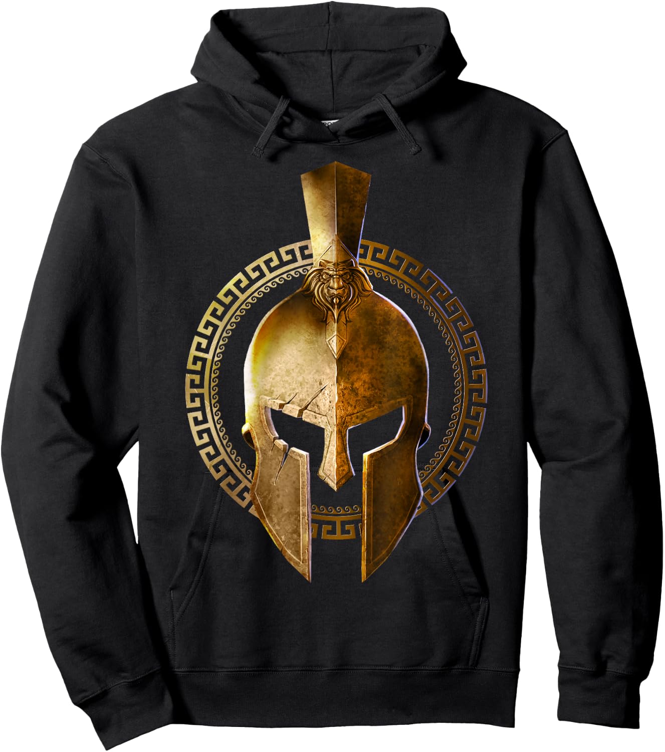 Golden Spartan Helmet Warrior Gladiator Gym - Workout Hoodie - Hoodie | Black