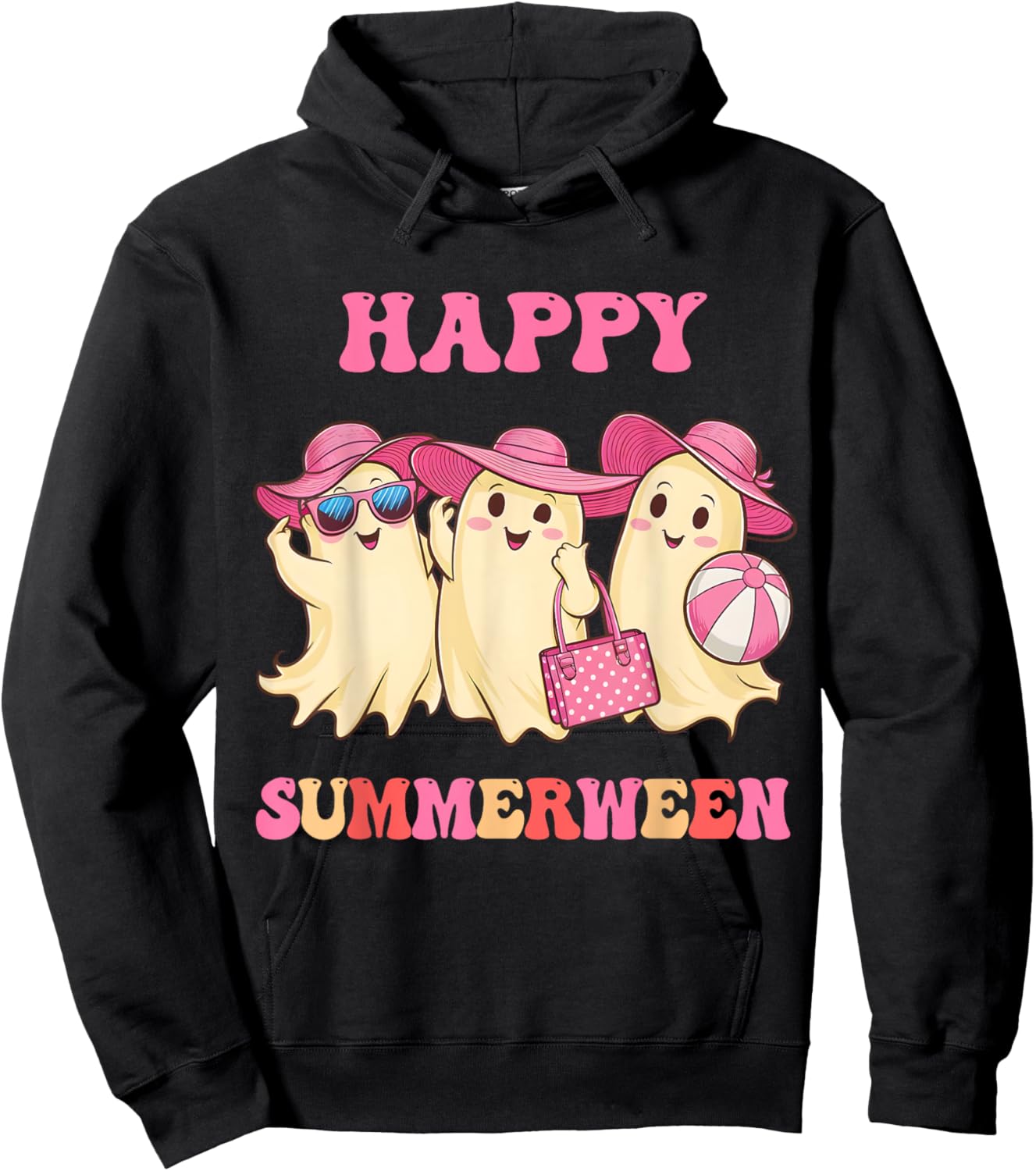 Happy Summerween Summer Halloween Costumes Ghost Lovers Hoodie - Hoodie | Black