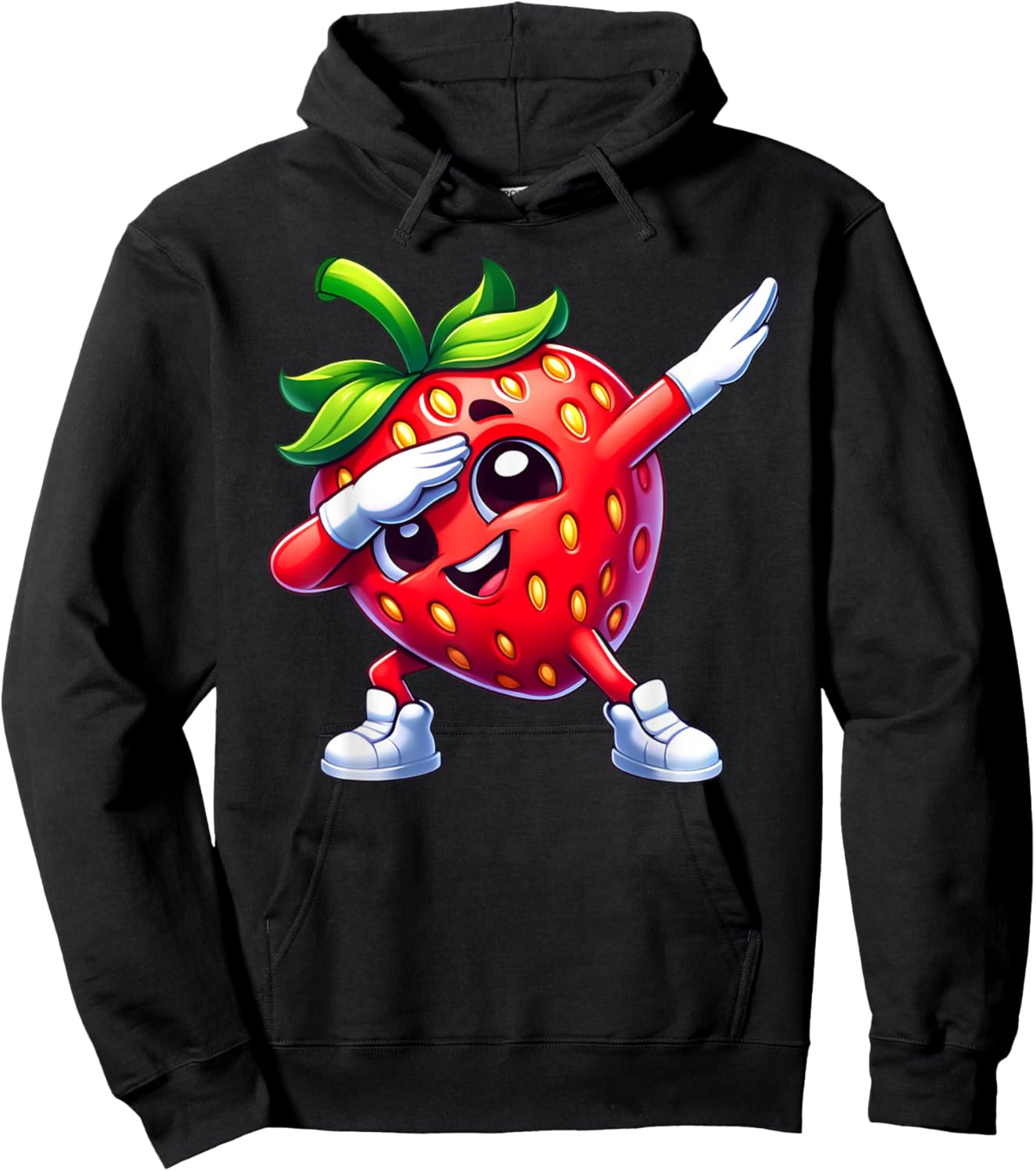 Dabbing Strawberry Funny Fruit Lover Print Hoodie - Hoodie | Black