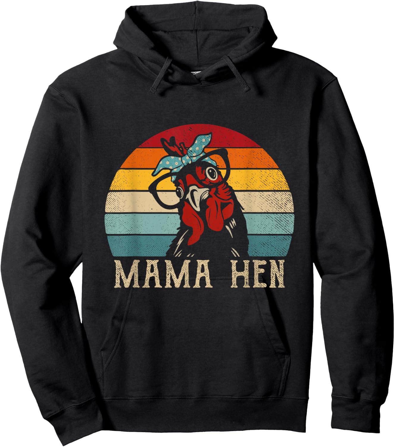 Funny Mama Hen Shirt Vintage Retro Chicken Mom Mother Hoodie - Hoodie | Black