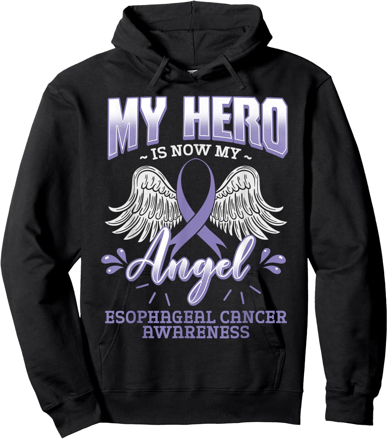 My Hero Is Now My Angel Esophageal Cancer Awareness Warrior Hoodie - Hoodie | Black