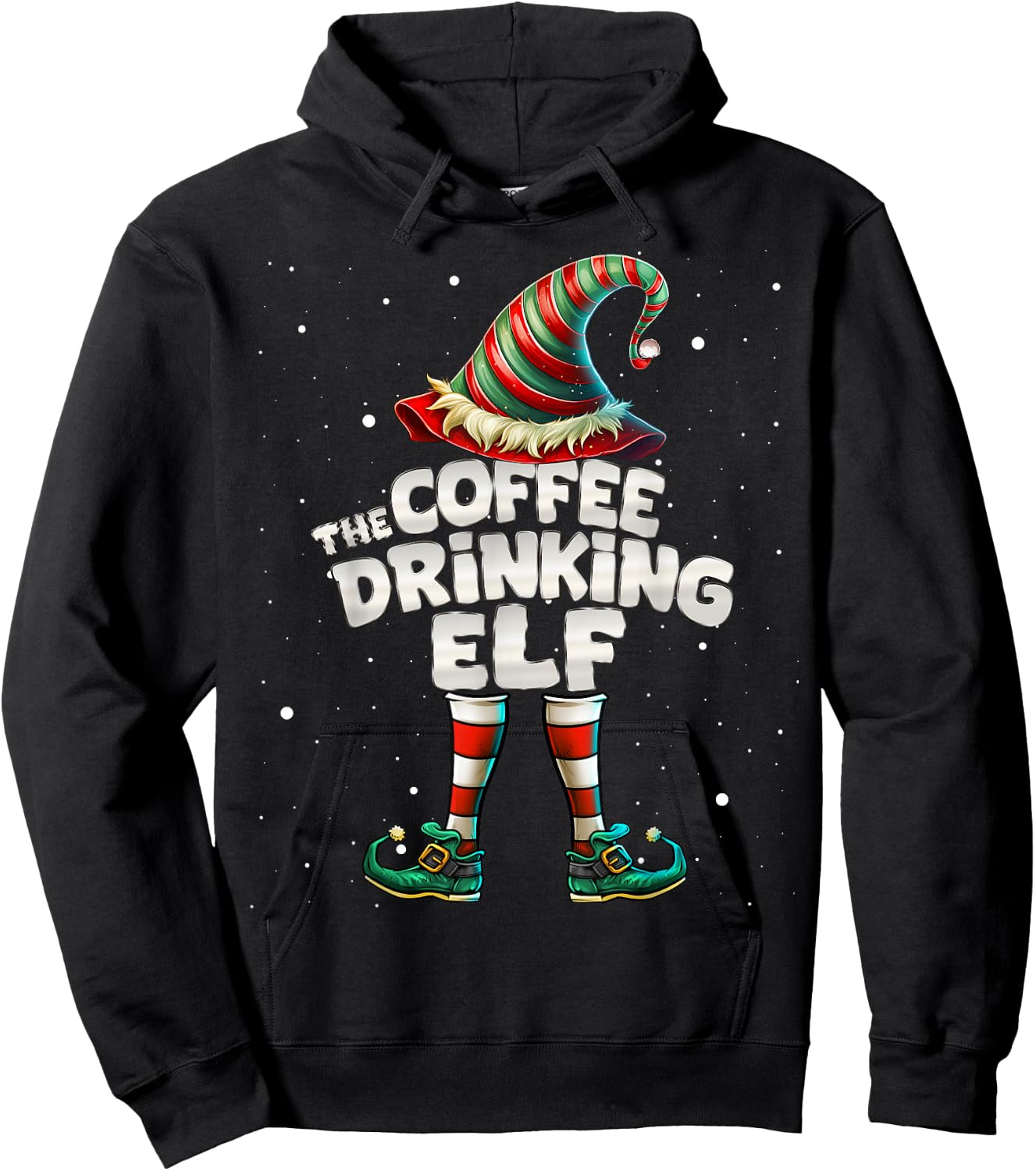 I'm The Coffee Drinking Elf Family Matching Group Christmas Hoodie - Hoodie | Black
