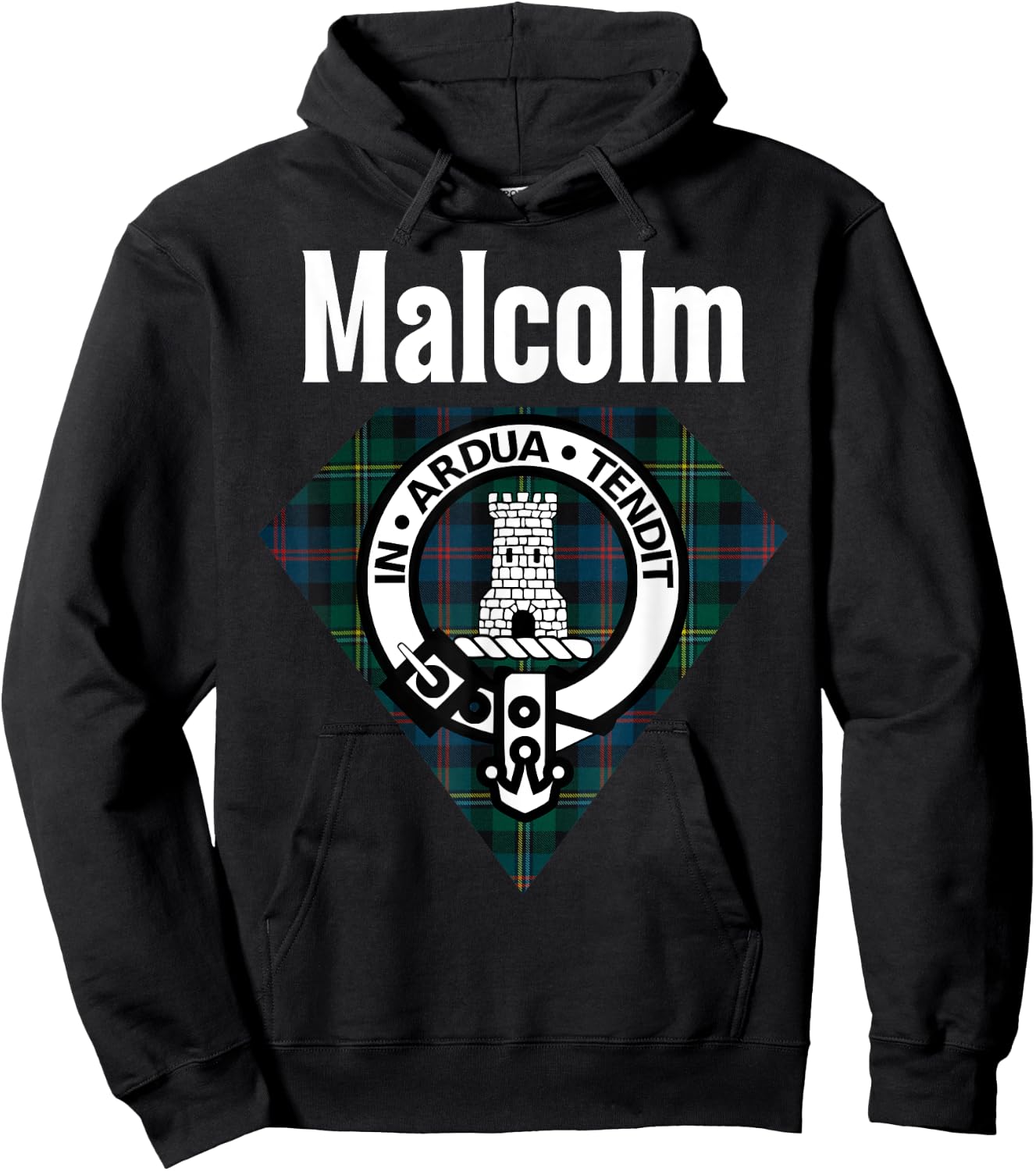 Malcolm Clan Scottish Name Coat Of Arms Tartan Hoodie - Hoodie | Black