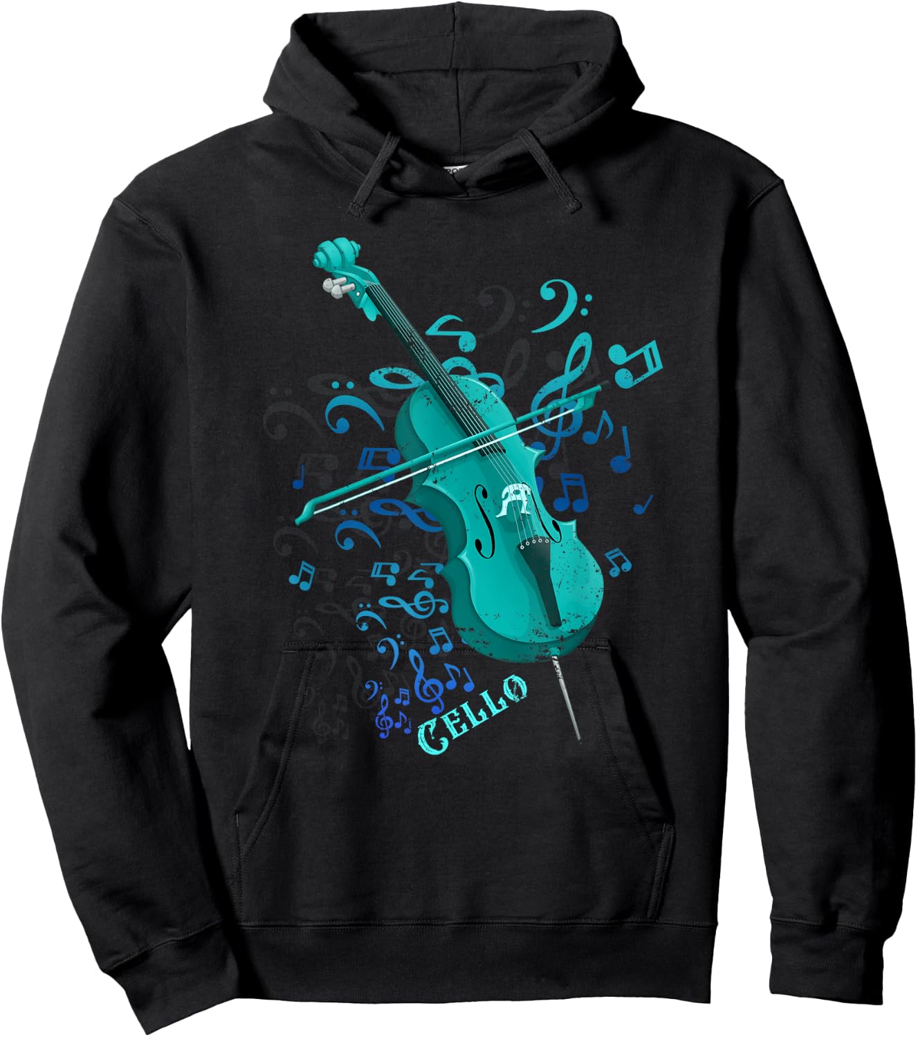 Music Notes Treble Clef Cellist Gift Orchestra Cello Hoodie - Hoodie | Black