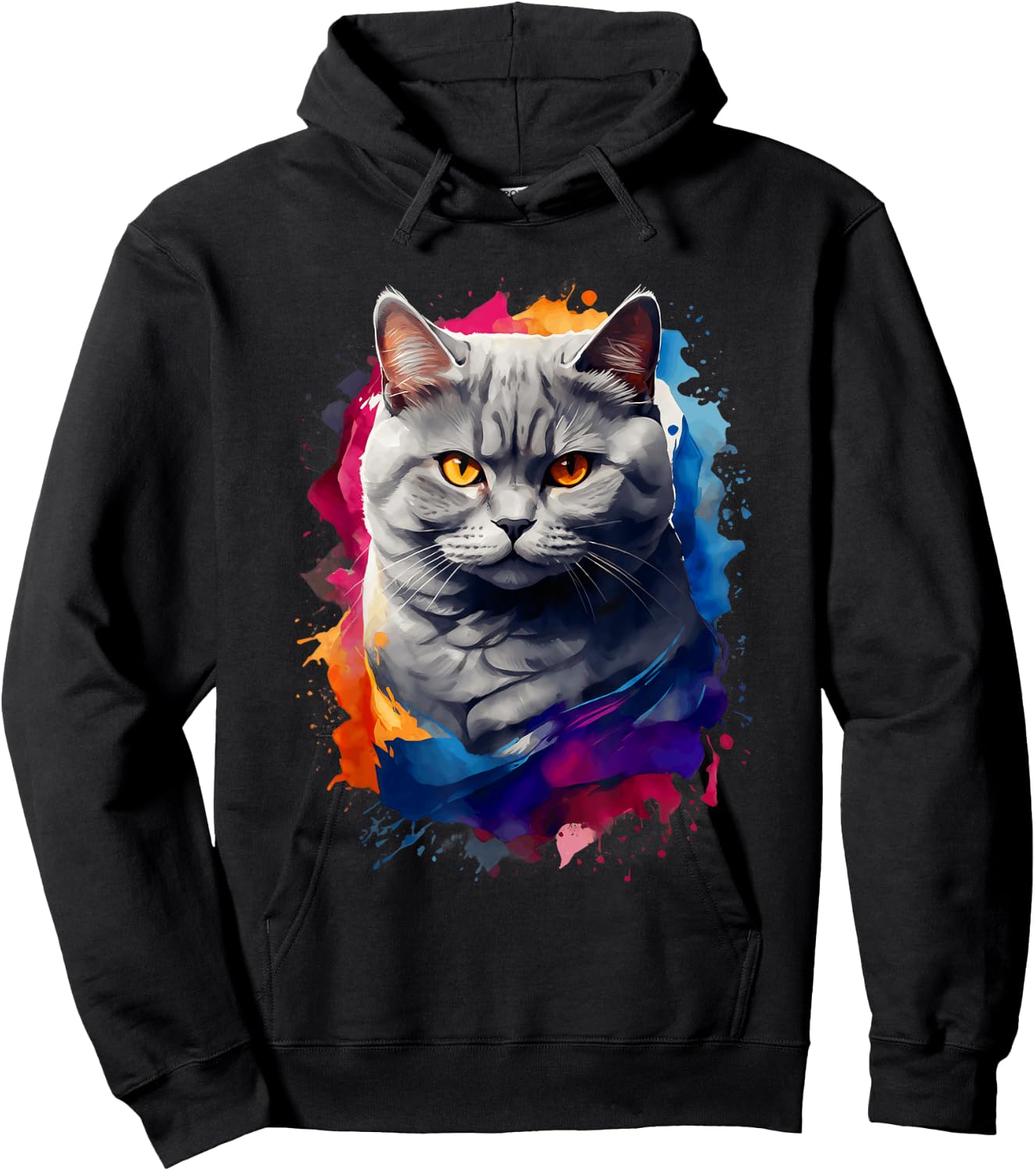 British Shorthair Watercolor Cat - All Ages Cat Lovers Hoodie - Hoodie | Black