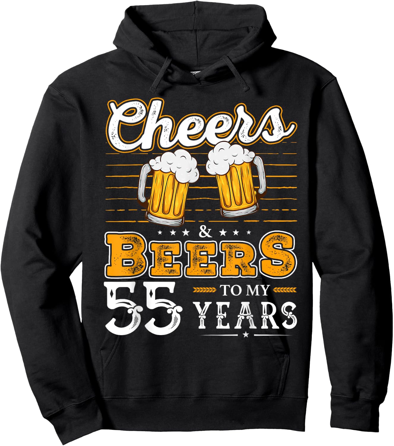Funny Cheers And Beers To My 55 Years 55th Birthday Hoodie - Hoodie | Black