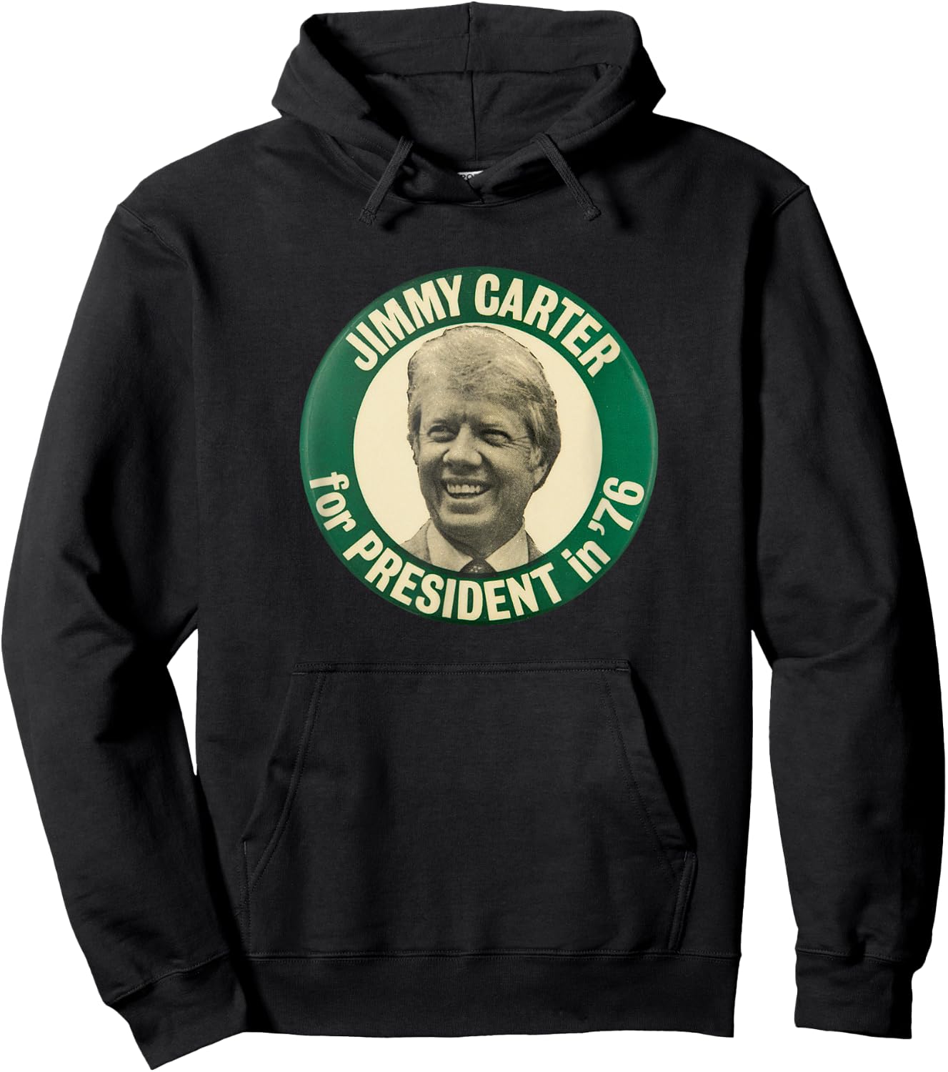 Jimmy Carter for President in '76 Vintage Campaign Button Hoodie - Hoodie | Black
