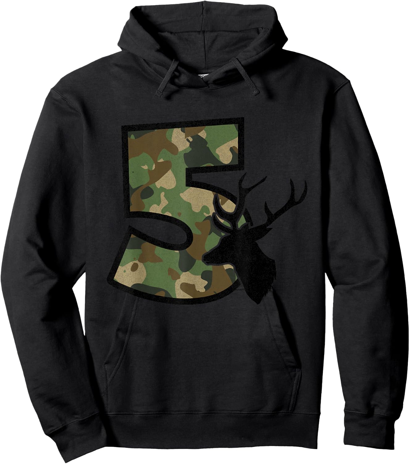 Country Boys Camo 5 Five Year Old Birthday Deer Hunter Theme Hoodie - Hoodie | Black
