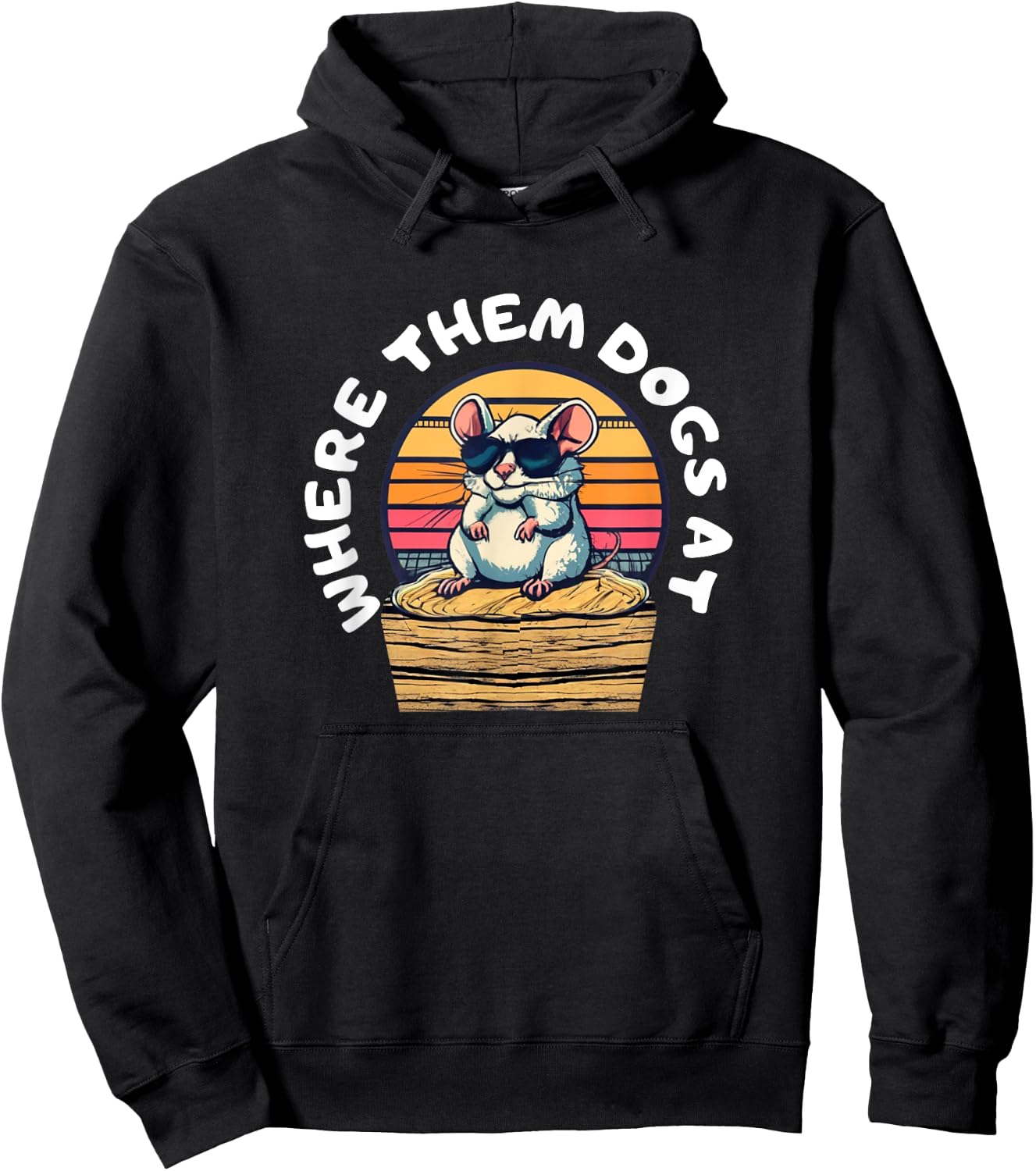 Funny Rat hunting - cute rat in sunglasses looking for dogs Hoodie - Hoodie | Black