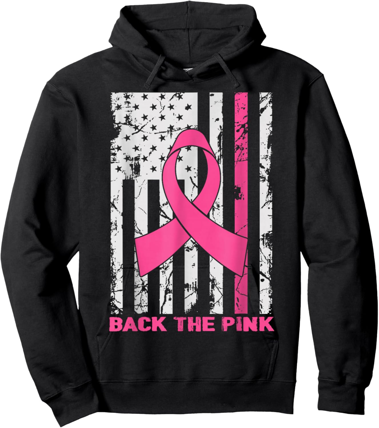 Back The Pink Breast Cancer Awareness Flag Toddler Women Men Hoodie - Hoodie | Black