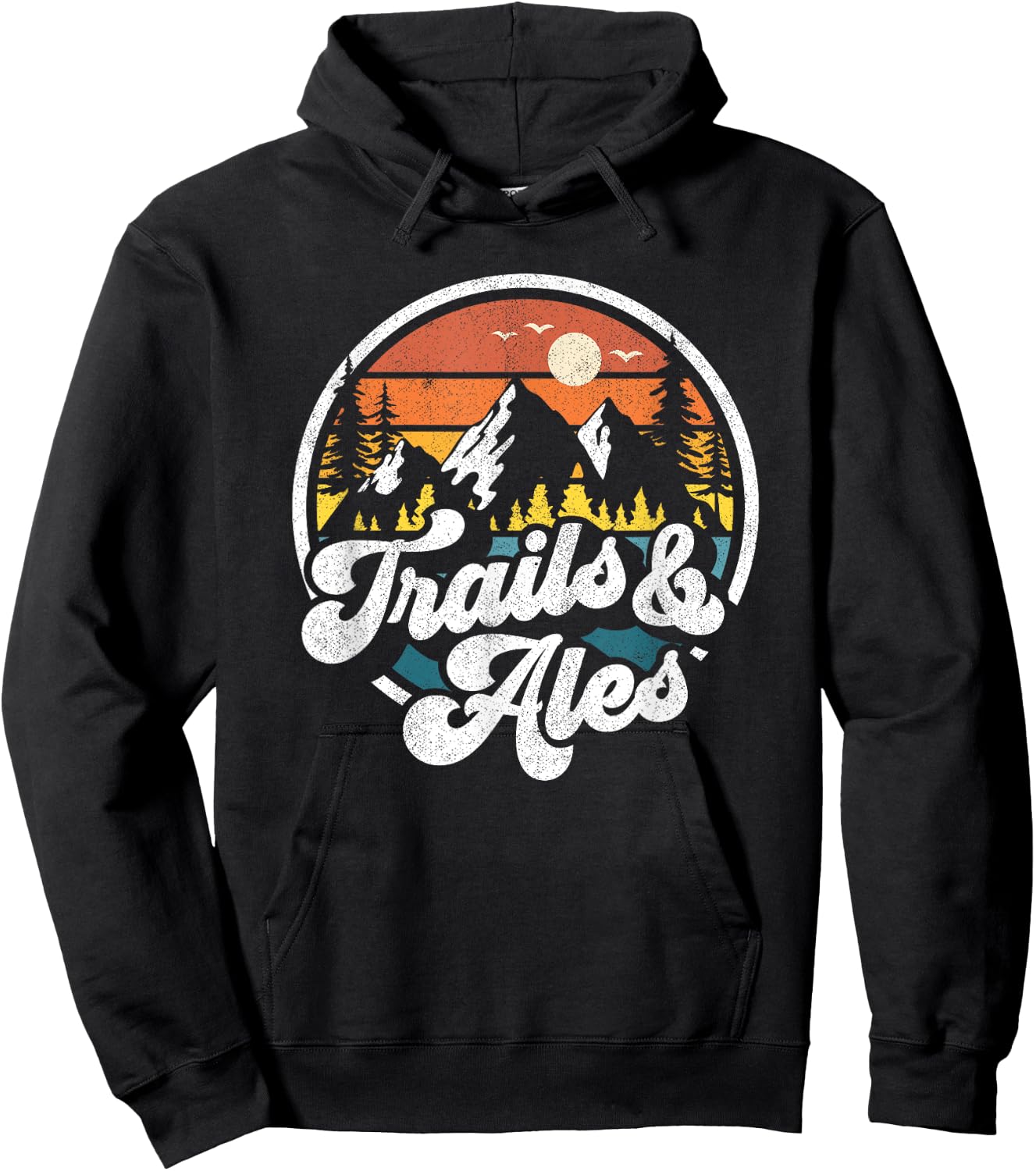 Trails and Ales Funny Hiking Camping Beer Hiker Runner Gift Hoodie - Hoodie | Black