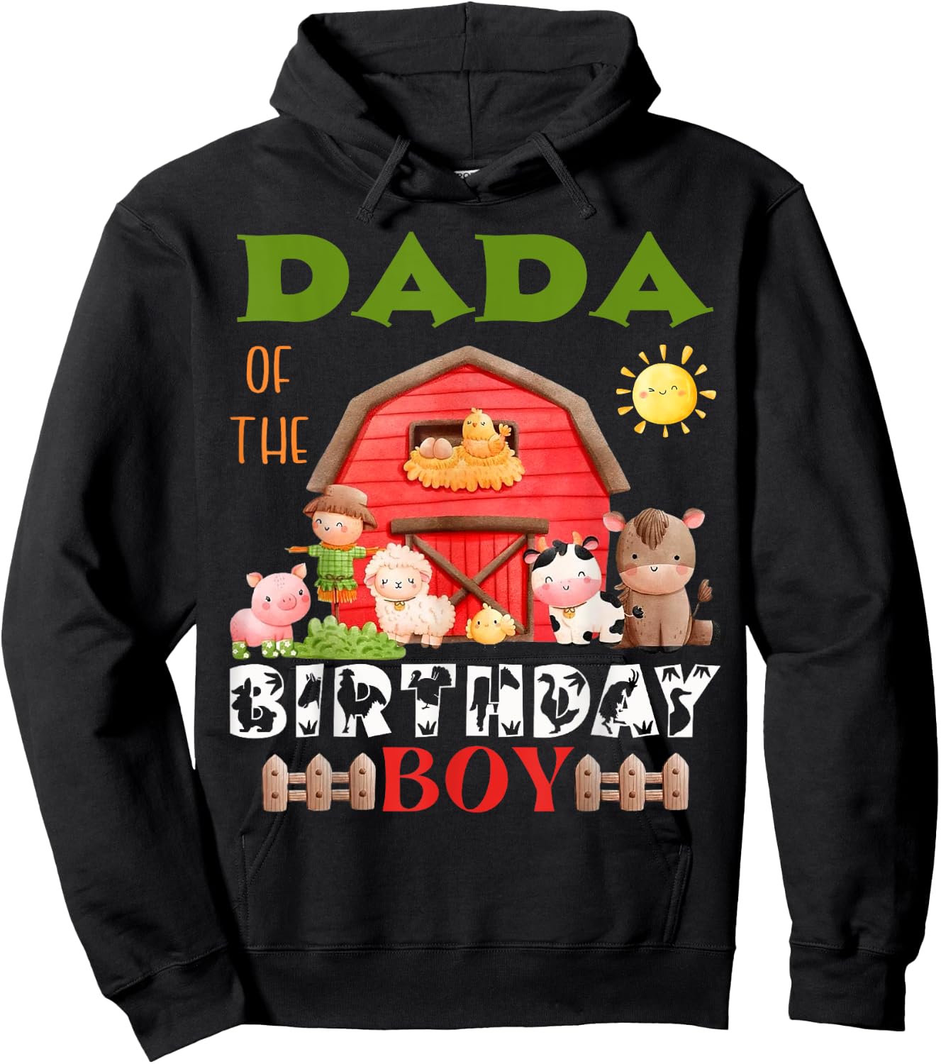 Dada Of The Birthday Boy Farm Animal Bday Party Celebration Hoodie - Hoodie | Black