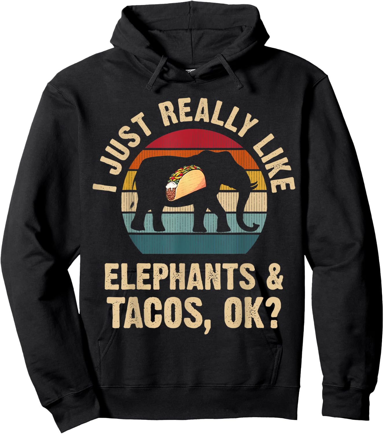 Elephants and Tacos lover Cinco de mayo Taco Tuesday Cute Hoodie - Hoodie | Black