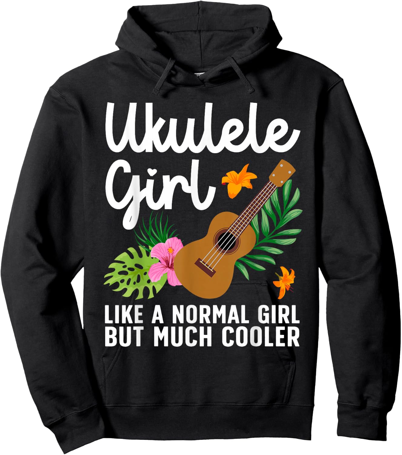 Funny Ukulele Design Girls Kids Guitar Uke Lovers Hoodie - Hoodie | Black