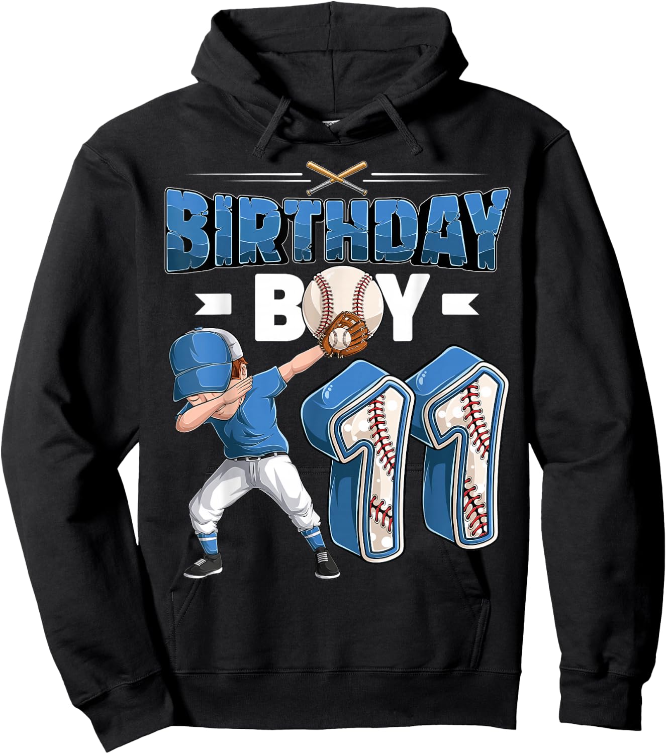 Dabbing Boy 11 Year Old Baseball Player 11th Birthday Party Hoodie - Hoodie | Black
