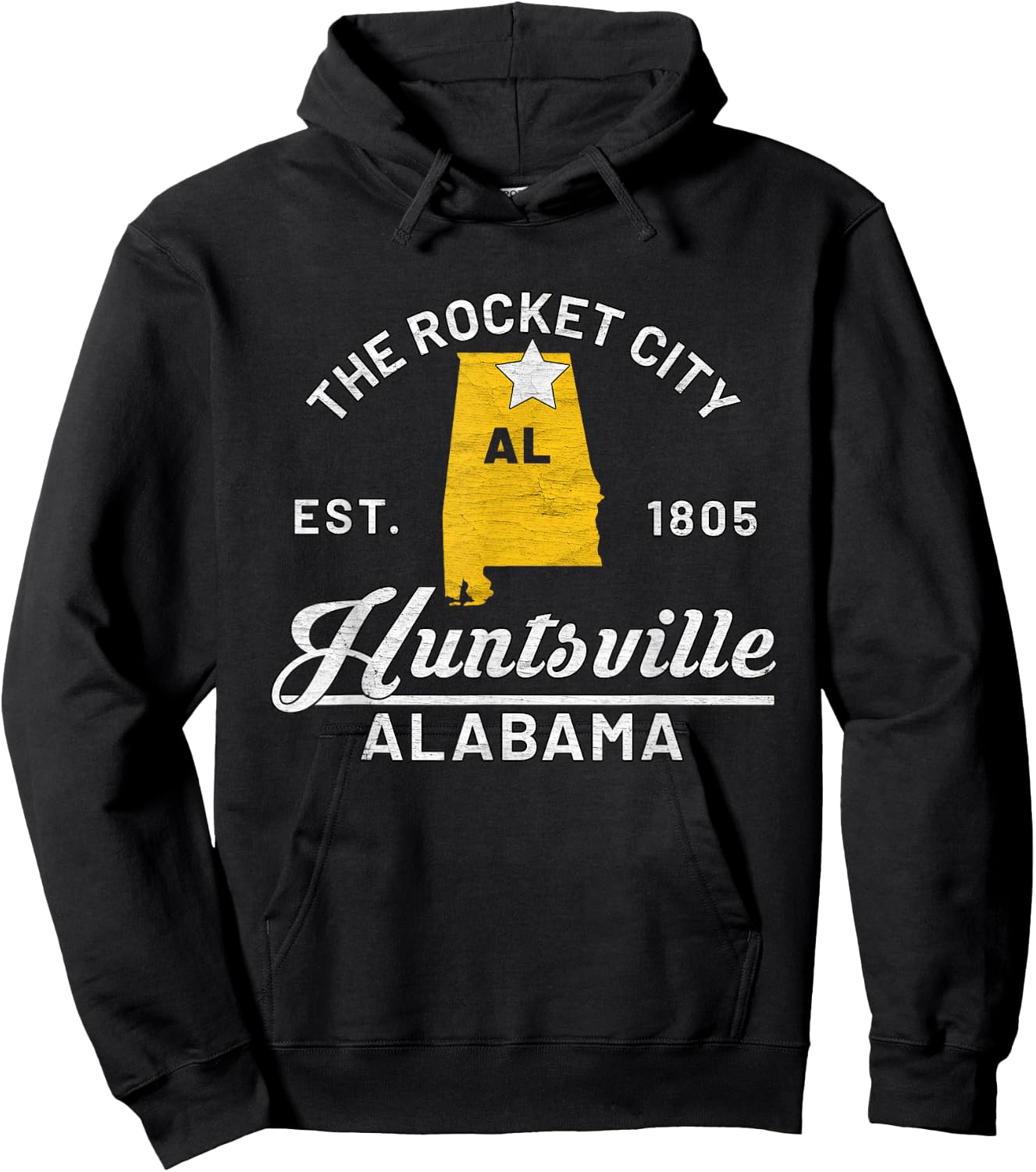 Huntsville Alabama Al Vintage The Rocket City Souvenir Gift Hoodie - Hoodie | Black