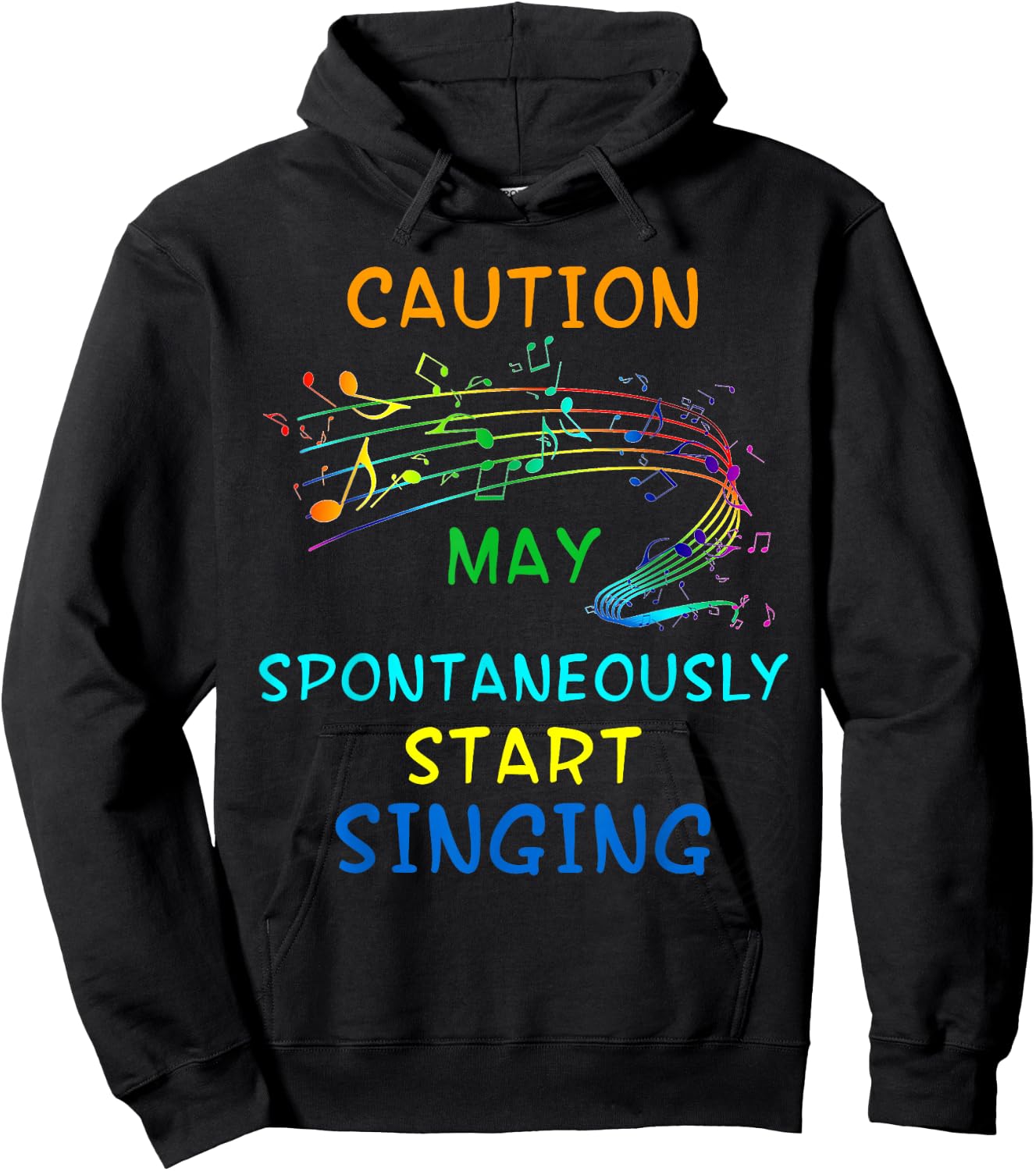 Singing Music Lover T Shirt Gift - Caution May Start Singing Hoodie - Hoodie | Black