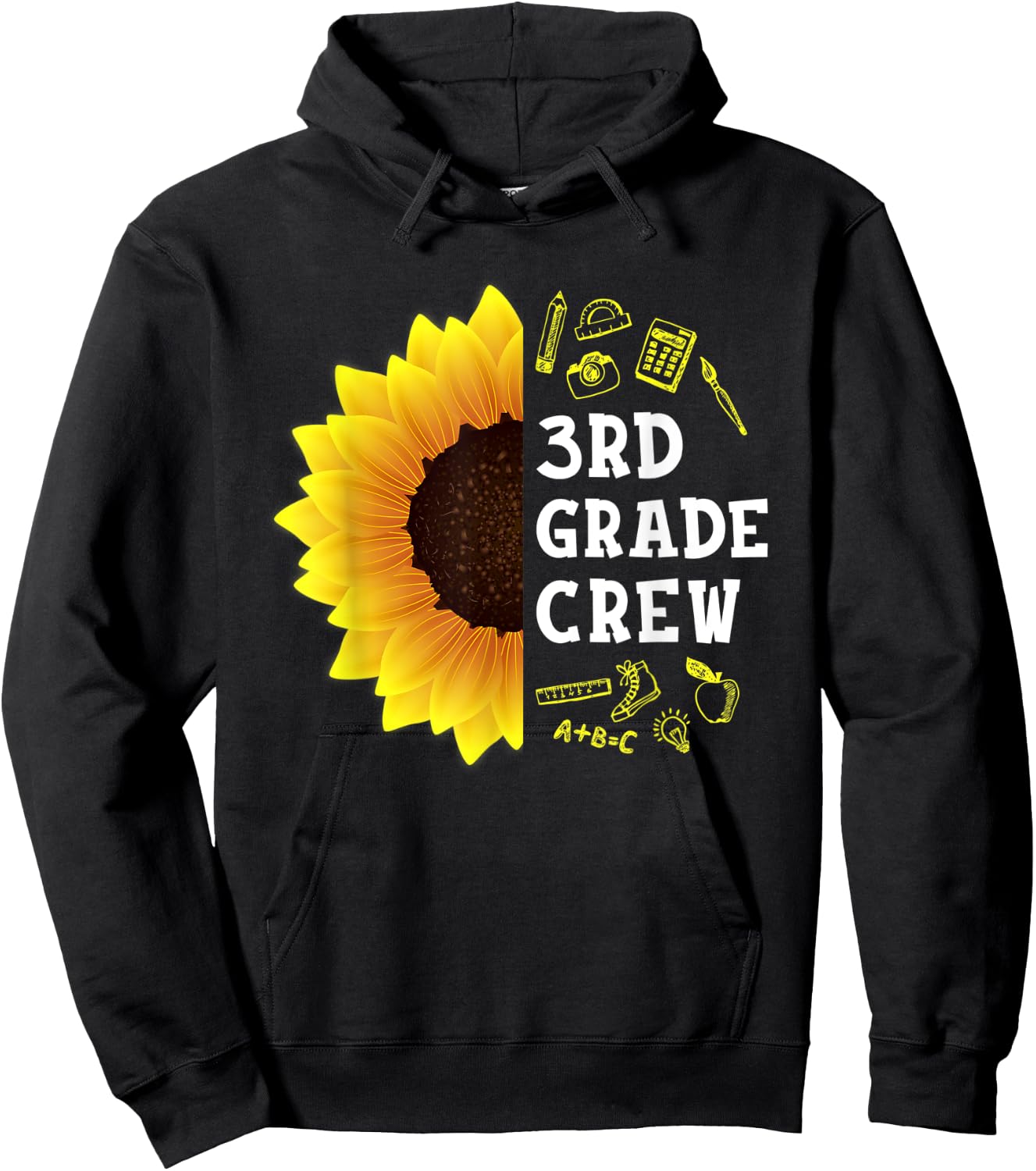 Sunflower 3rd Grade Crew Students Kids Team Back To School Hoodie - Hoodie | Black