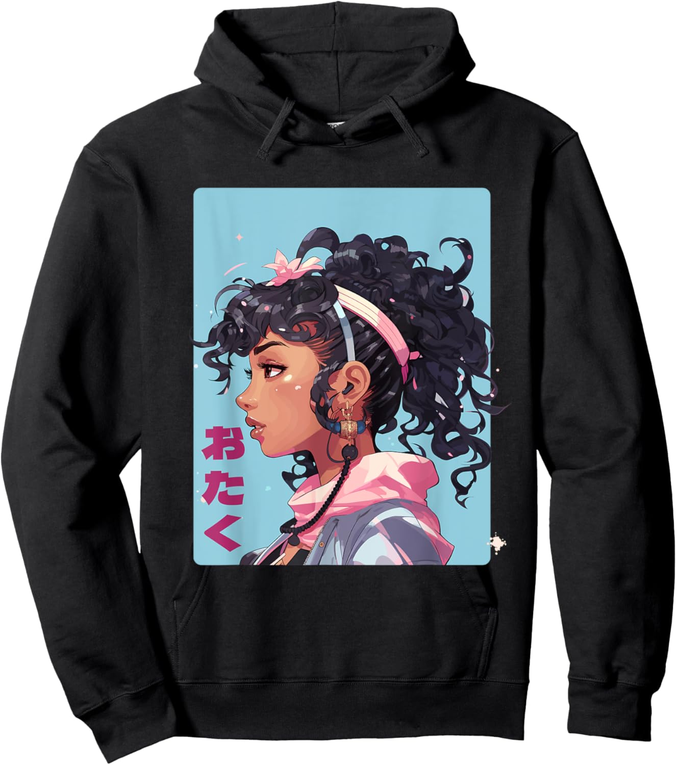 Black Manga Girl Japan Comic Otaku Anime Hoodie - Hoodie | Black