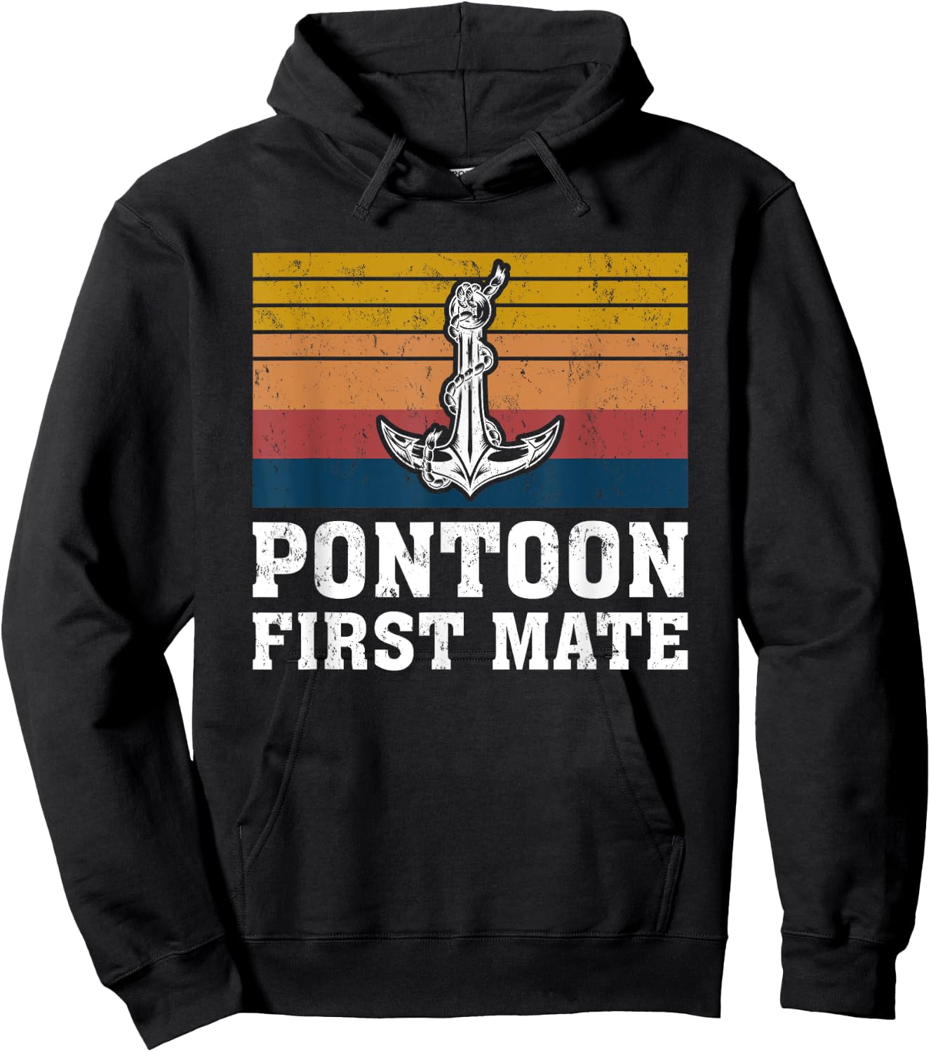 Pontoon Captain Vintage Retro Pontoon First Mate Hoodie - Hoodie | Black