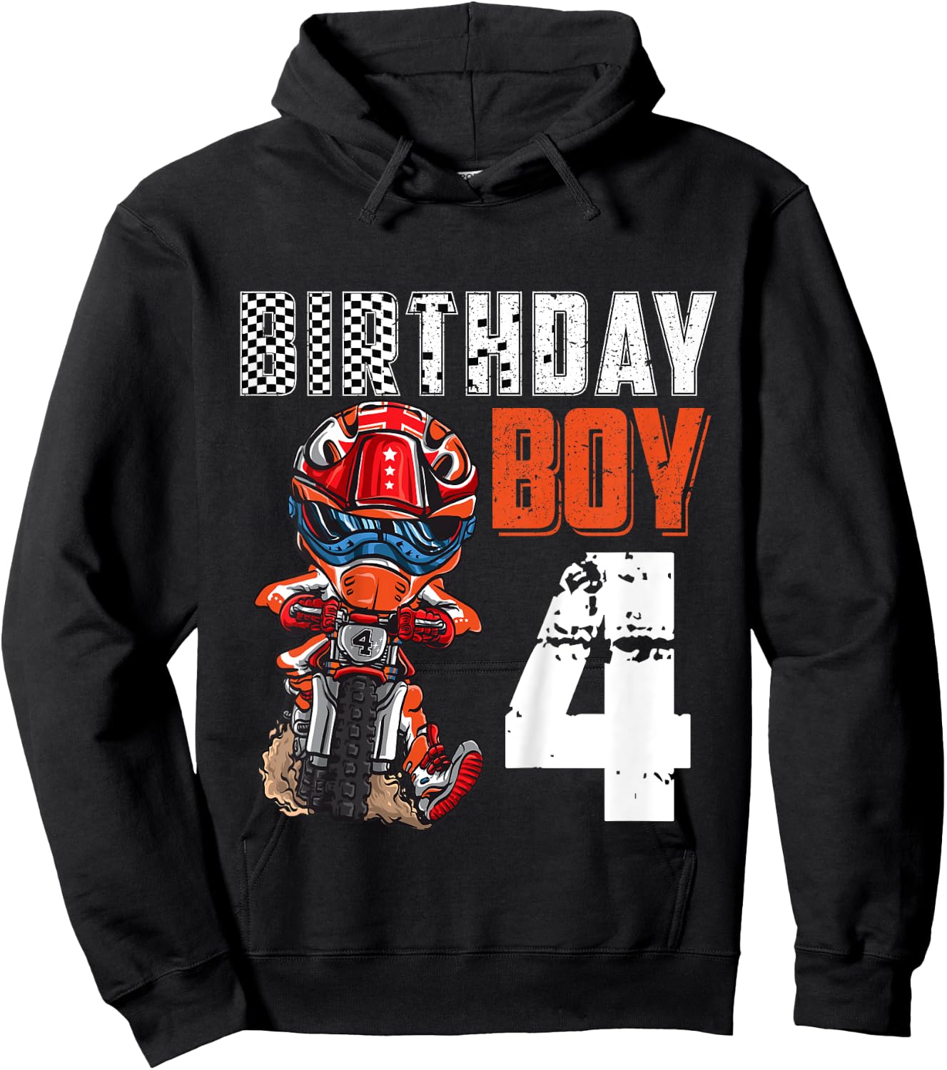Motocross MX 4th Gift 4 Year Old Dirt Bike Birthday Party Hoodie - Hoodie | Black