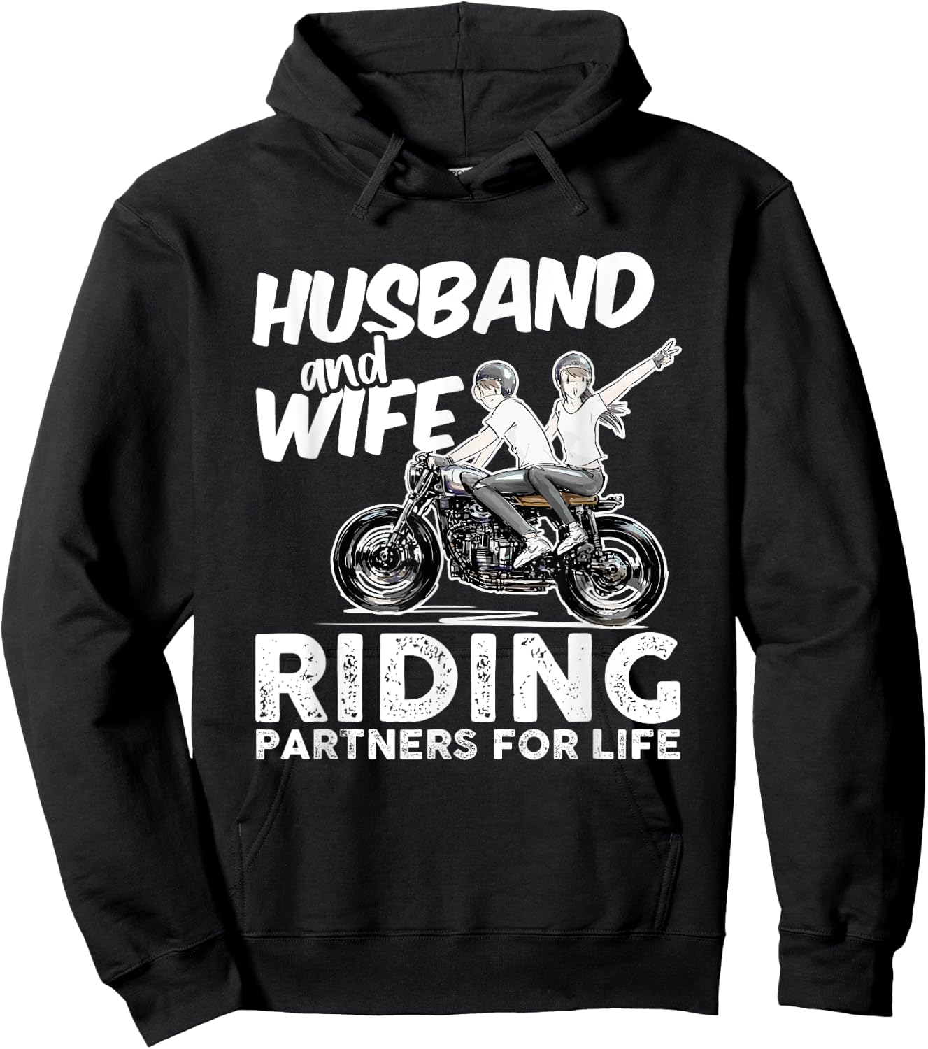 Husband And Wife Riding Partners For Life - Motorcycle Lover Hoodie - Hoodie | Black